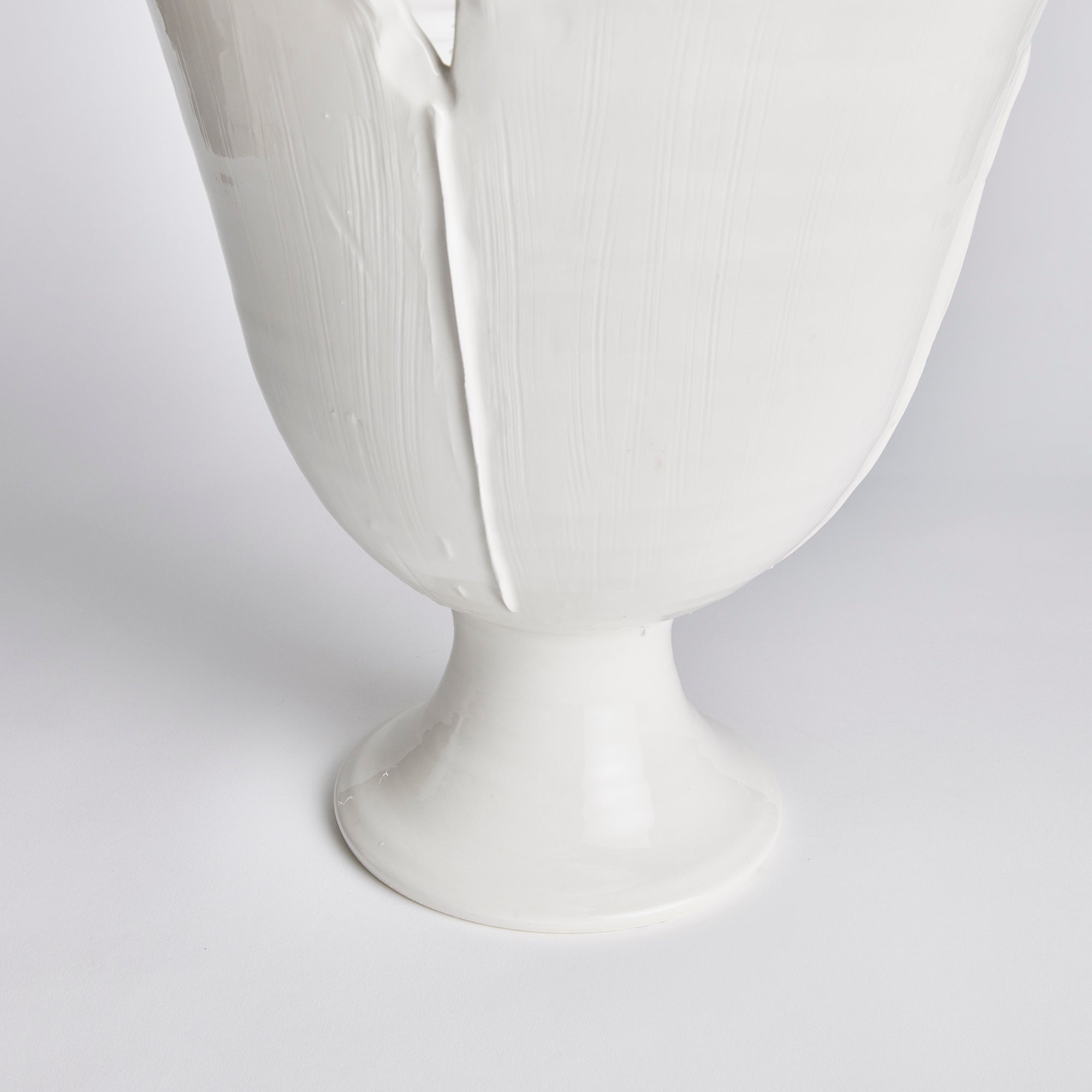 Handmade Petalo Vase  - Large in White glaze with sculpted petal details