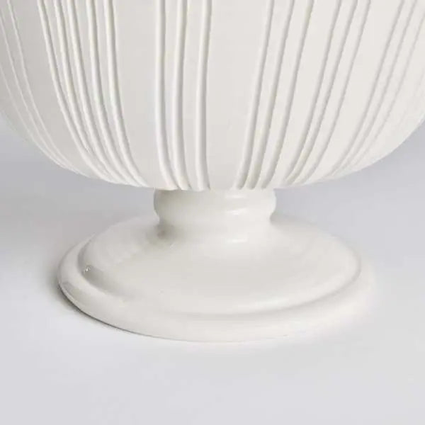 Perla Decorative Footed Bowl - Handmade Italian Ceramic Centerpiece (White) - Villa Decor & Design