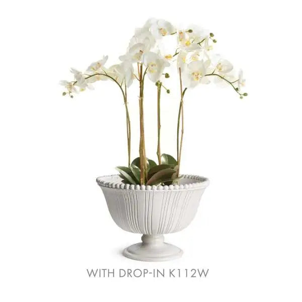 Perla Decorative Footed Bowl - Handmade Italian Ceramic Centerpiece (White) - Villa Decor & Design