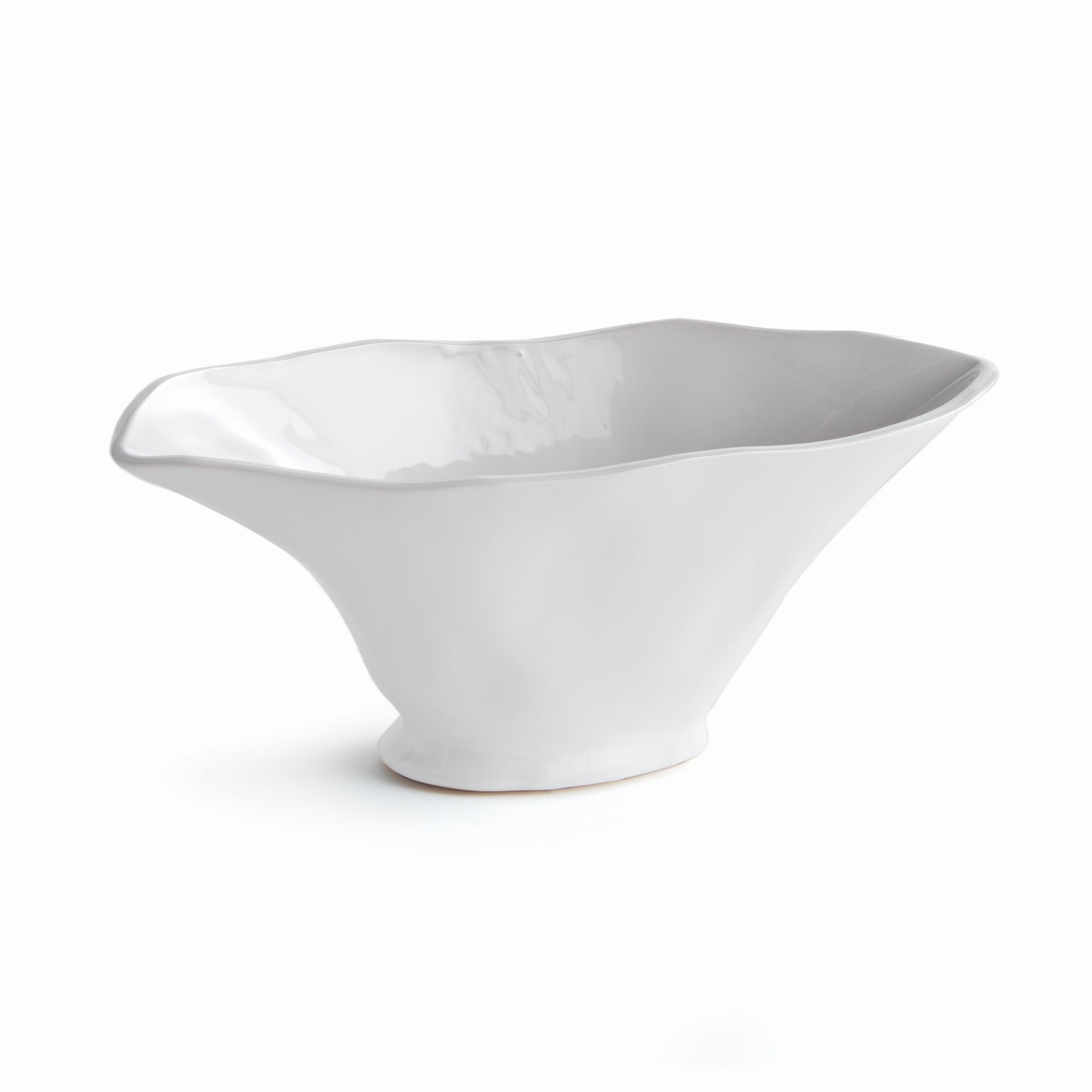 White ceramic bowl on a white background - Madara Oval Vase - Small