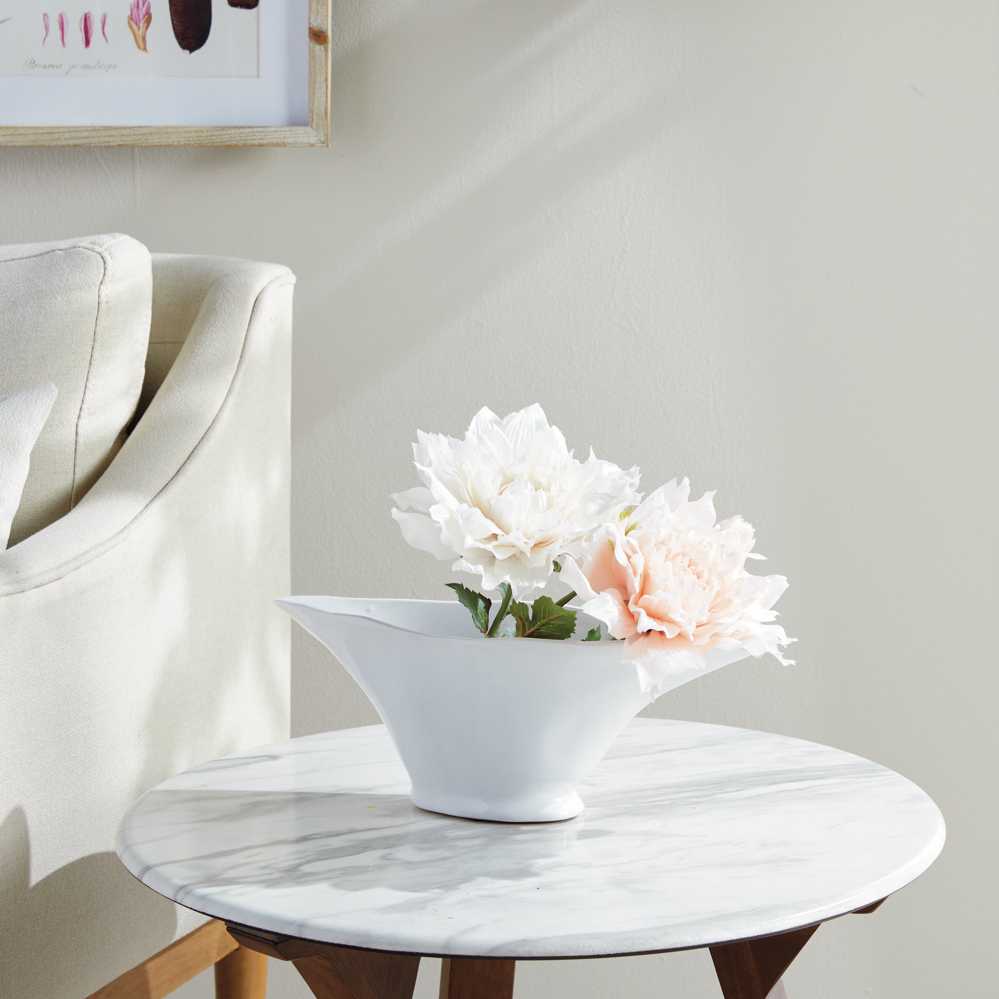 White ceramic bowl on a white background - Madara Oval Bowl - Small