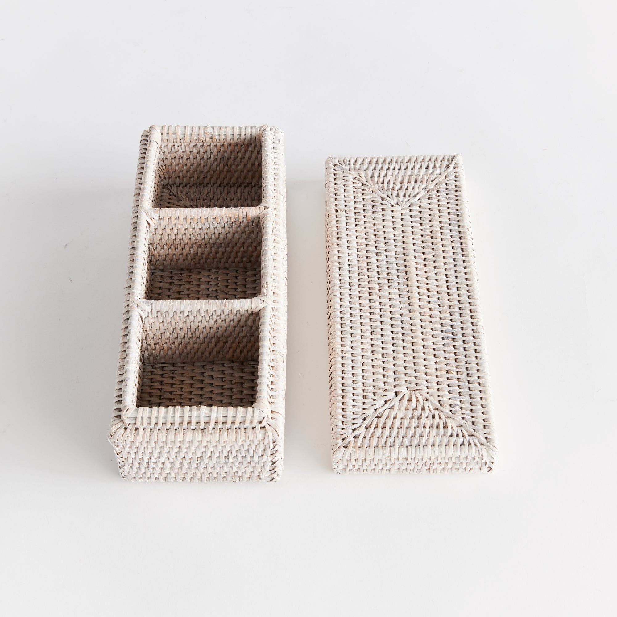 Burma Rattan 3-Compartment Lidded Box