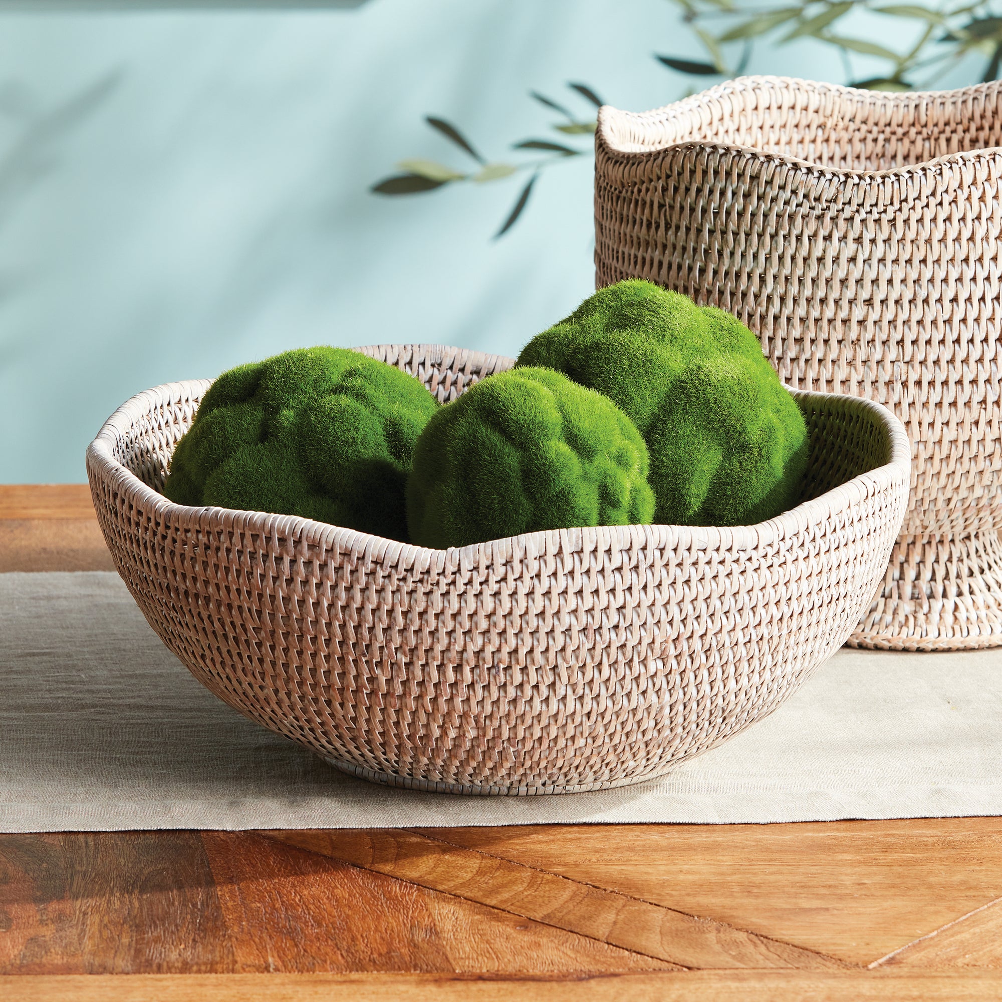 Burma Rattan Scalloped Edge Bowl - SMALL