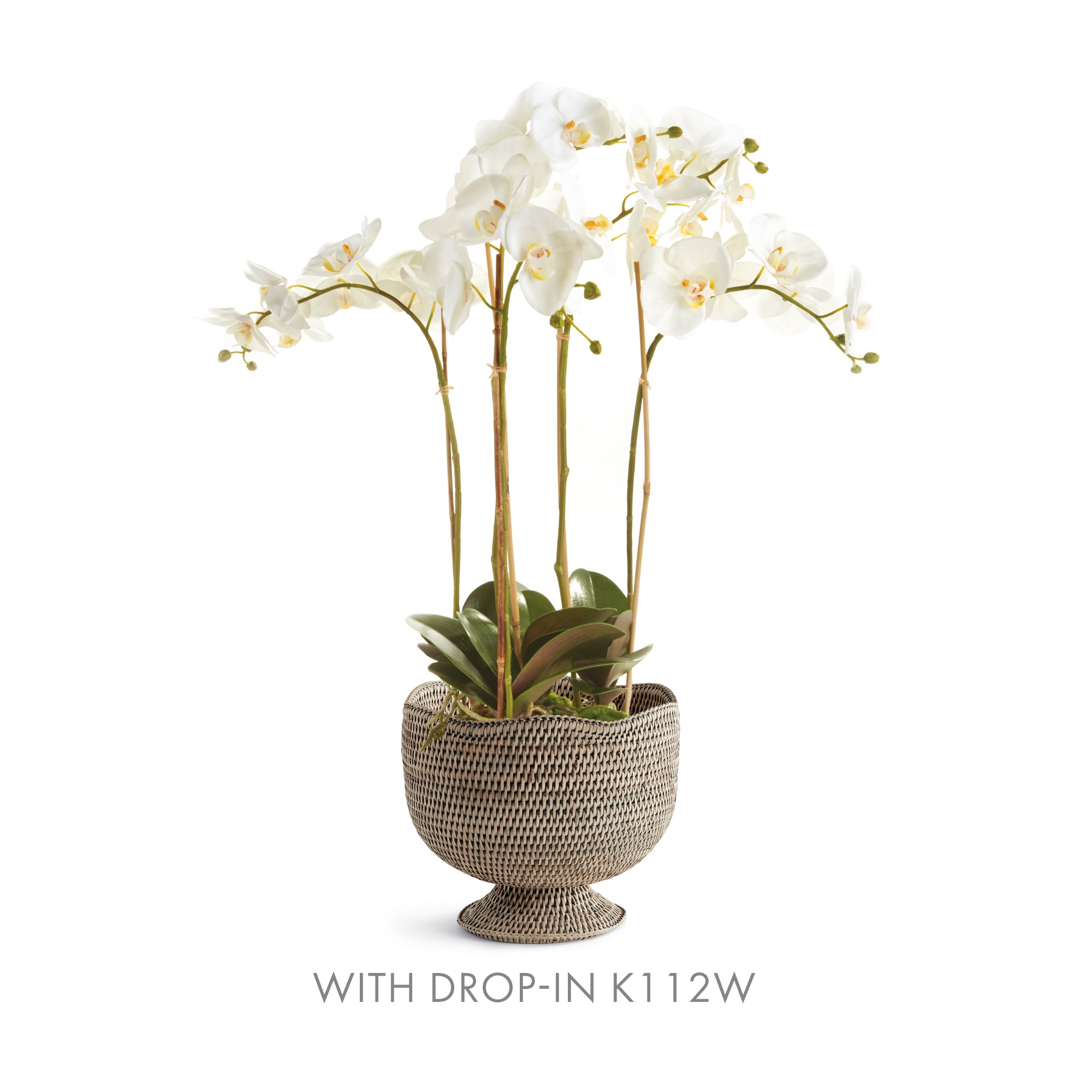 Burma Rattan Footed Cachepot - Graywash