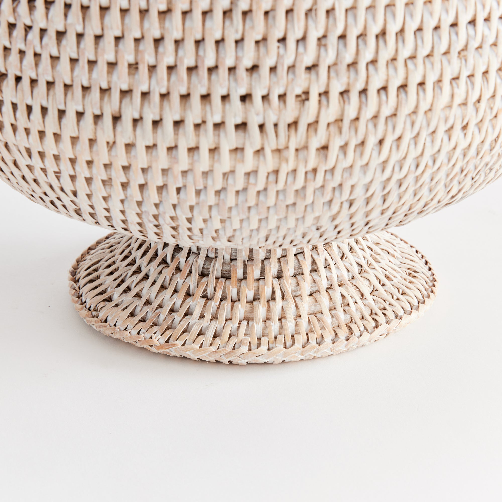 Burma Rattan Footed Cachepot - Whitewash