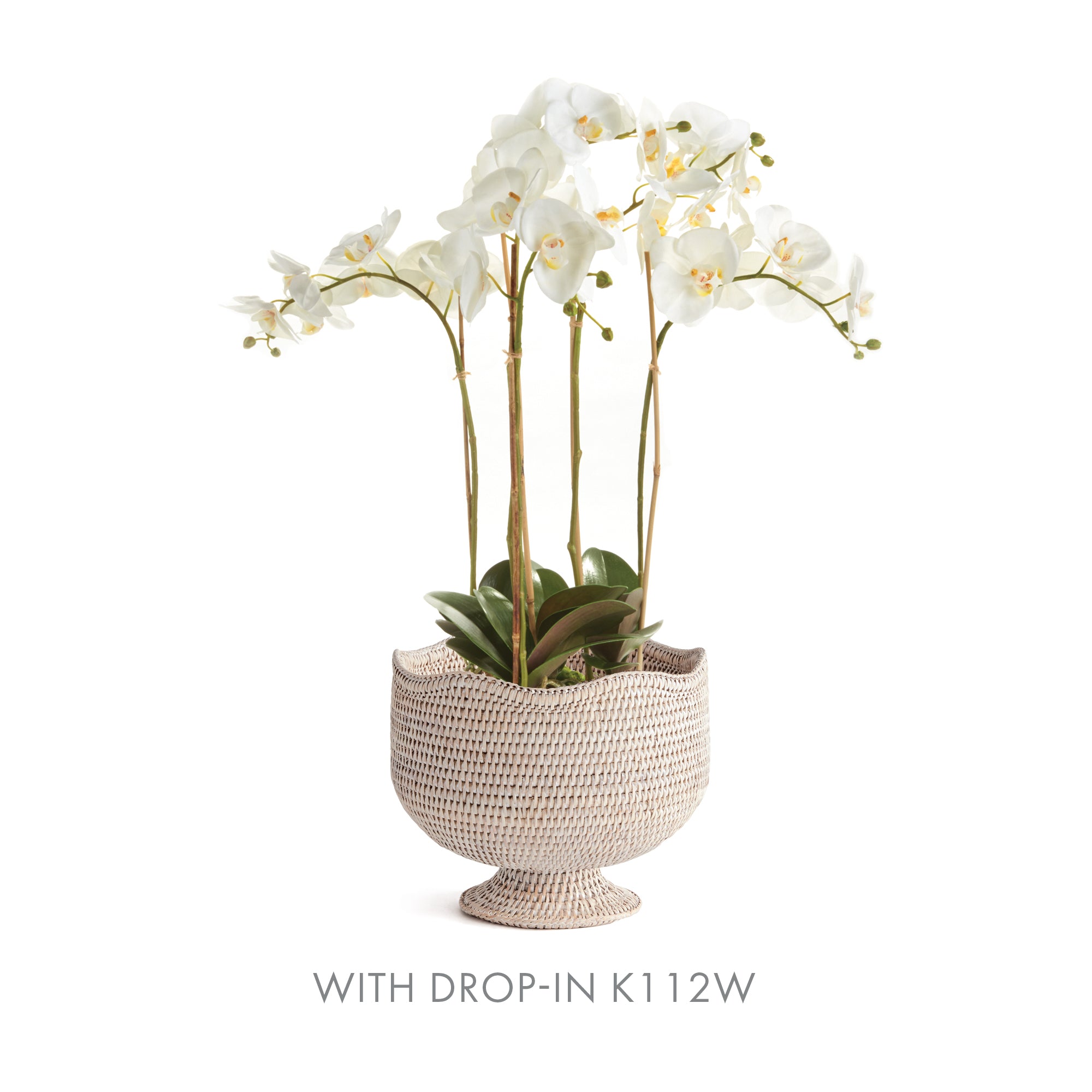 Burma Rattan Footed Cachepot - Whitewash