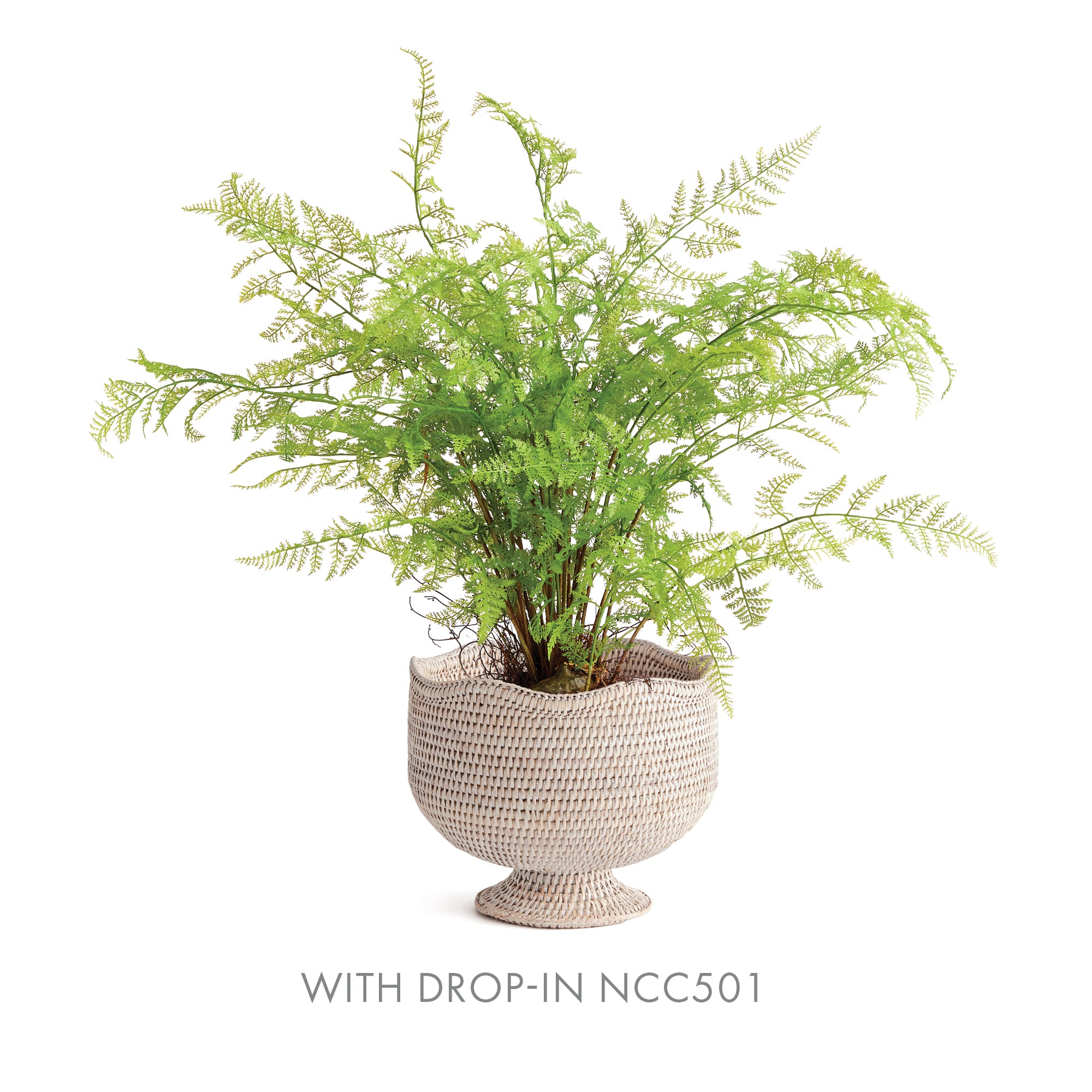 Burma Rattan Footed Cachepot - Whitewash