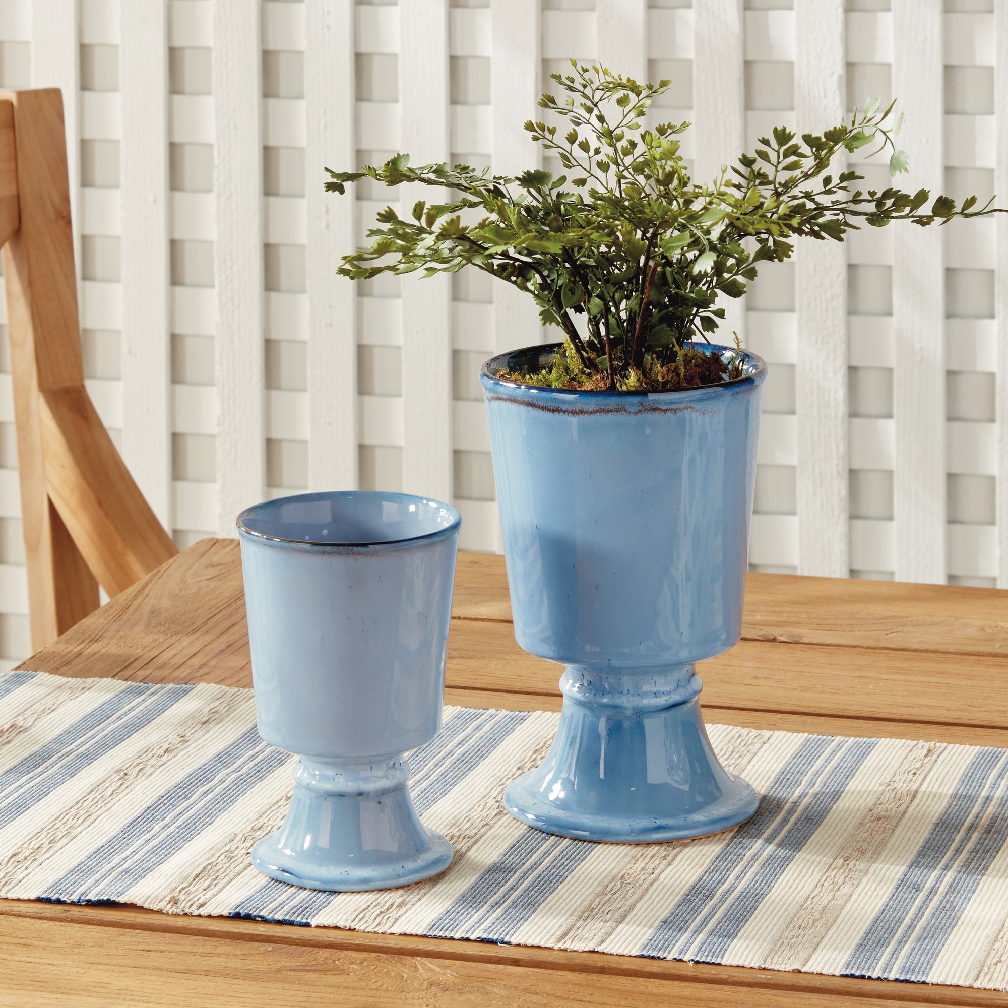 Kelcy Footed Cahcepots, SET OF 2 | BLUE