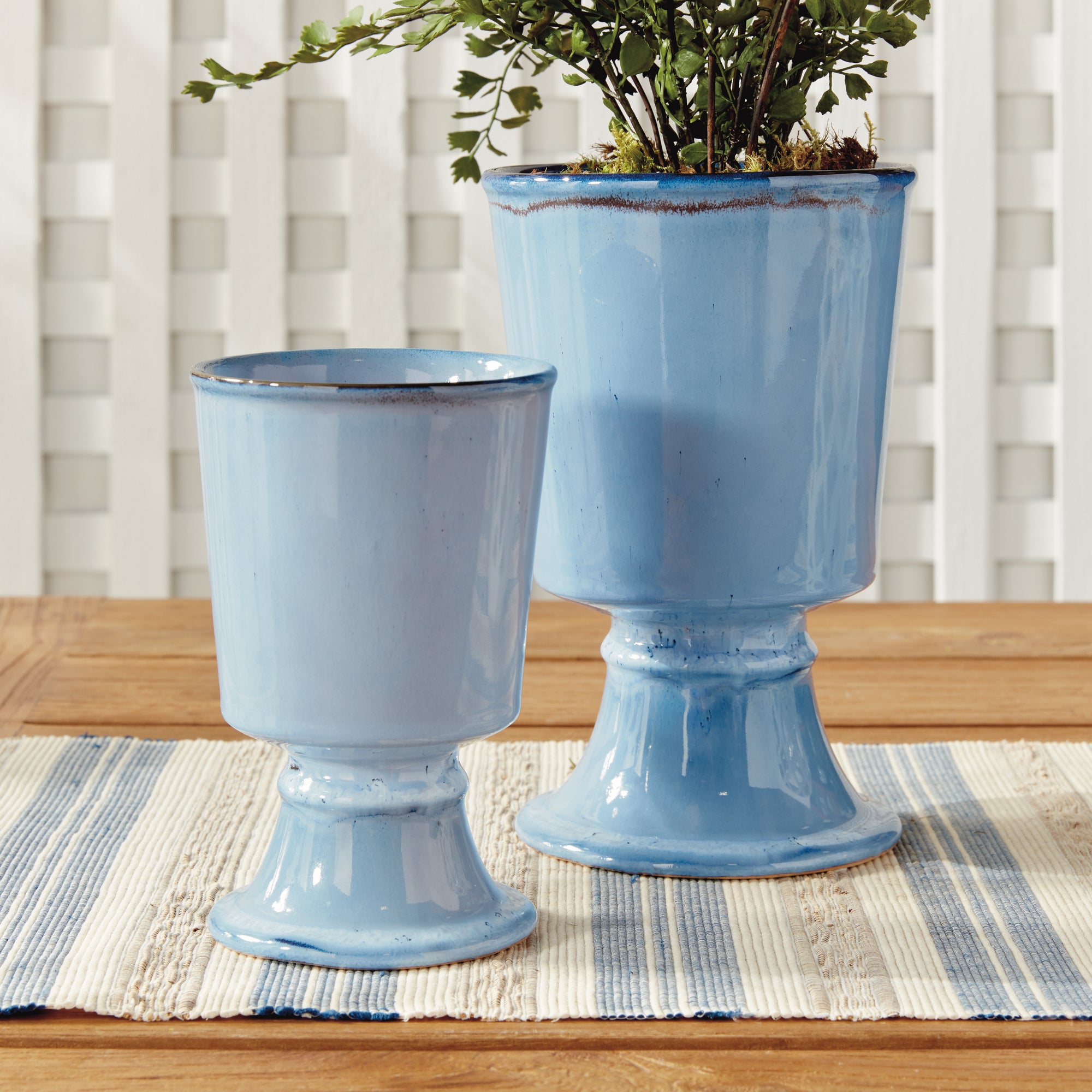 Kelcy Footed Cahcepots, SET OF 2 | BLUE