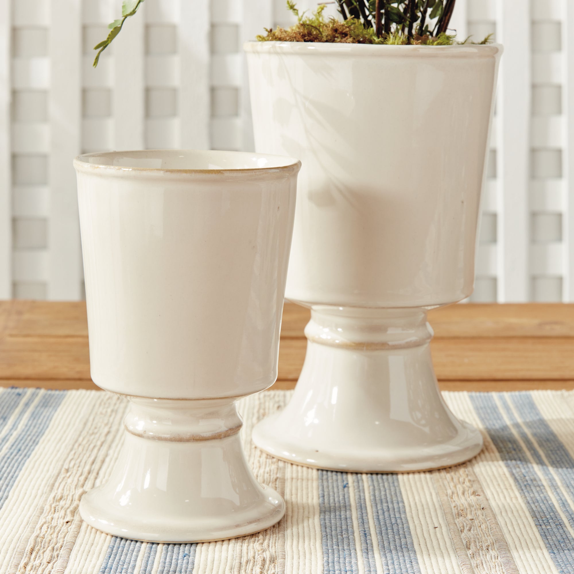 Kelcy Footed Cahcepots, SET OF 2 | CREAM