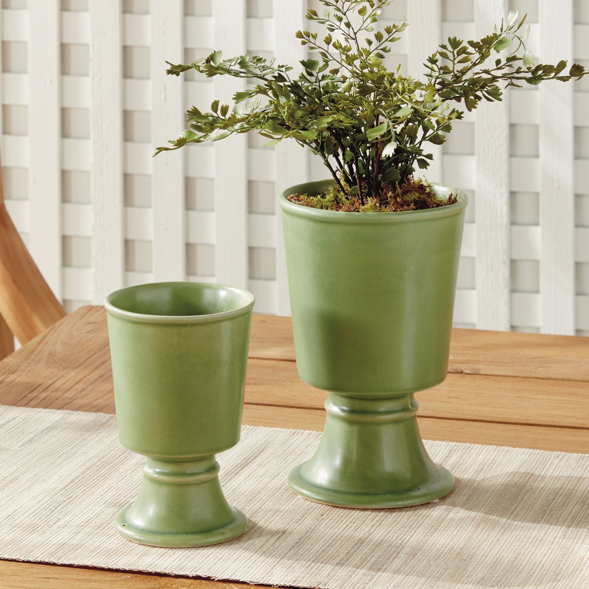 Kelcy Footed Cahcepots, SET OF 2 | GREEN