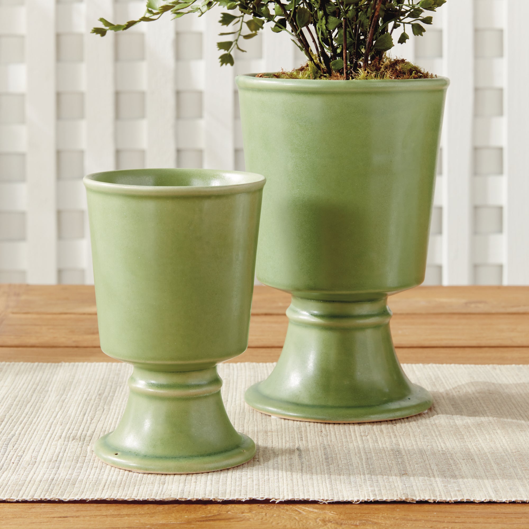 Kelcy Footed Cahcepots, SET OF 2 | GREEN