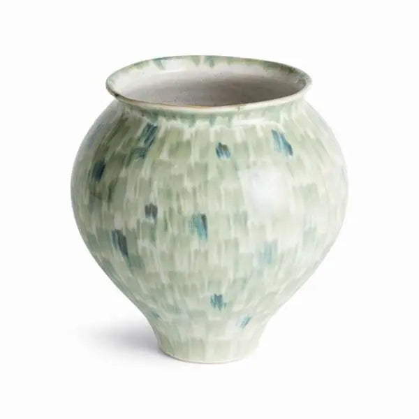 Brosse Grande Vase - Hand-Painted Green-Blue Stoneware (Small or Large) - Villa Decor & Design