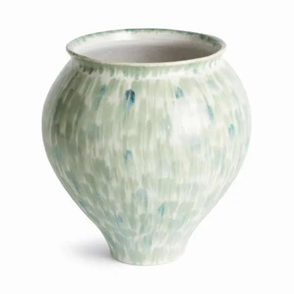 Brosse Grande Vase - Hand-Painted Green-Blue Stoneware (Small or Large) - Villa Decor & Design