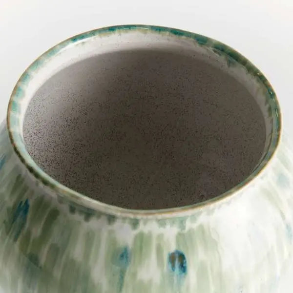 Brosse Grande Vase - Hand-Painted Green-Blue Stoneware (Small or Large) - Villa Decor & Design