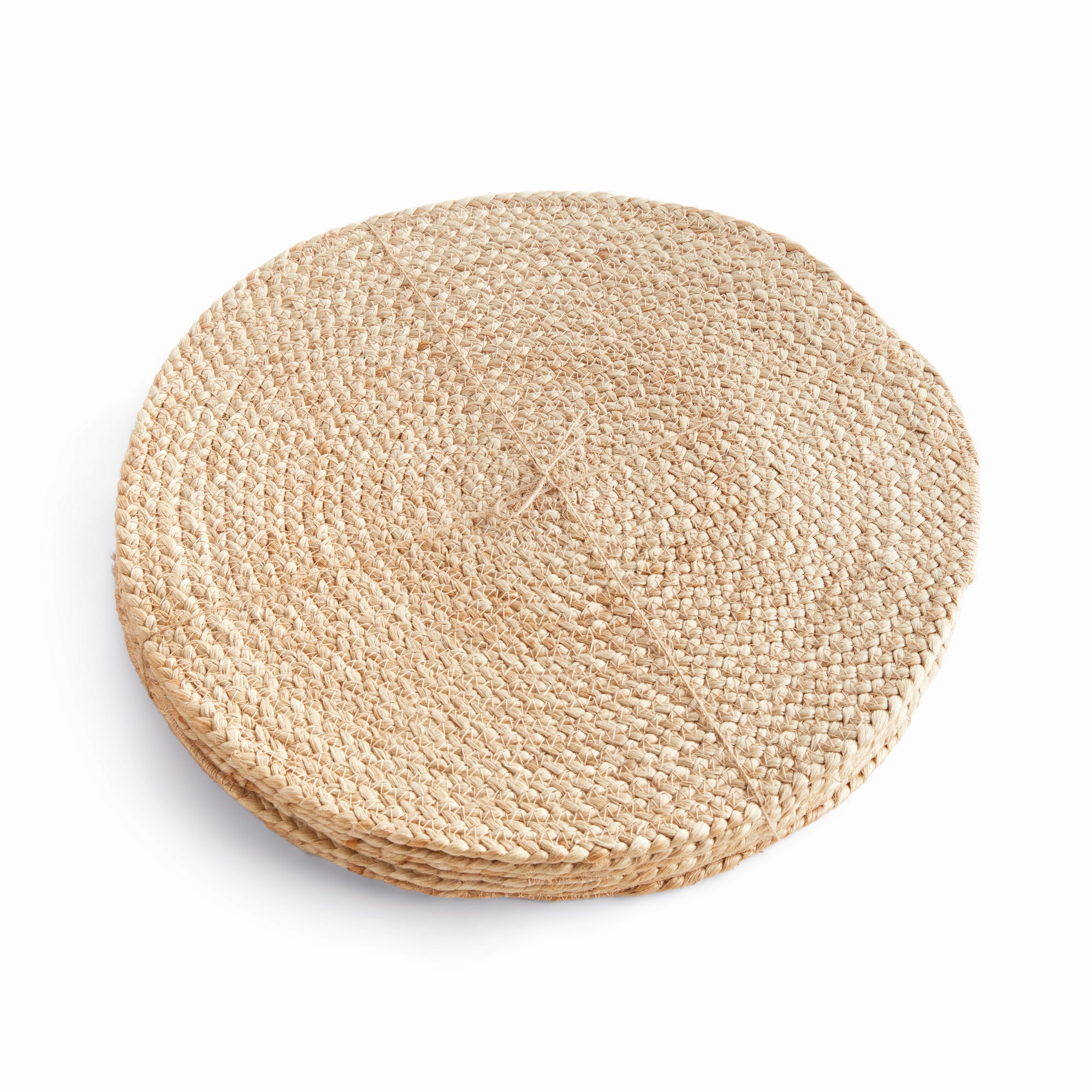 Jute Coil Round Placemats – Set of 8 | Natural with Color Trim Options