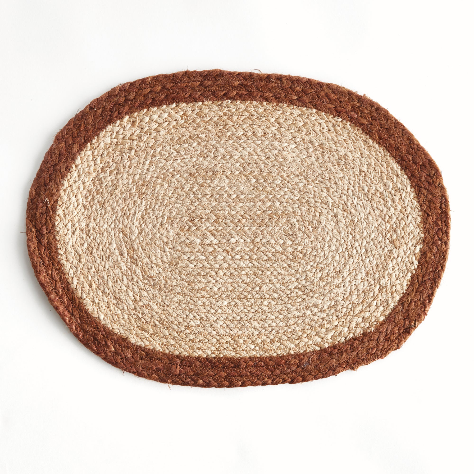 Jute Coil Oval Placemats – Set of 8 | Natural with Color Trim Options