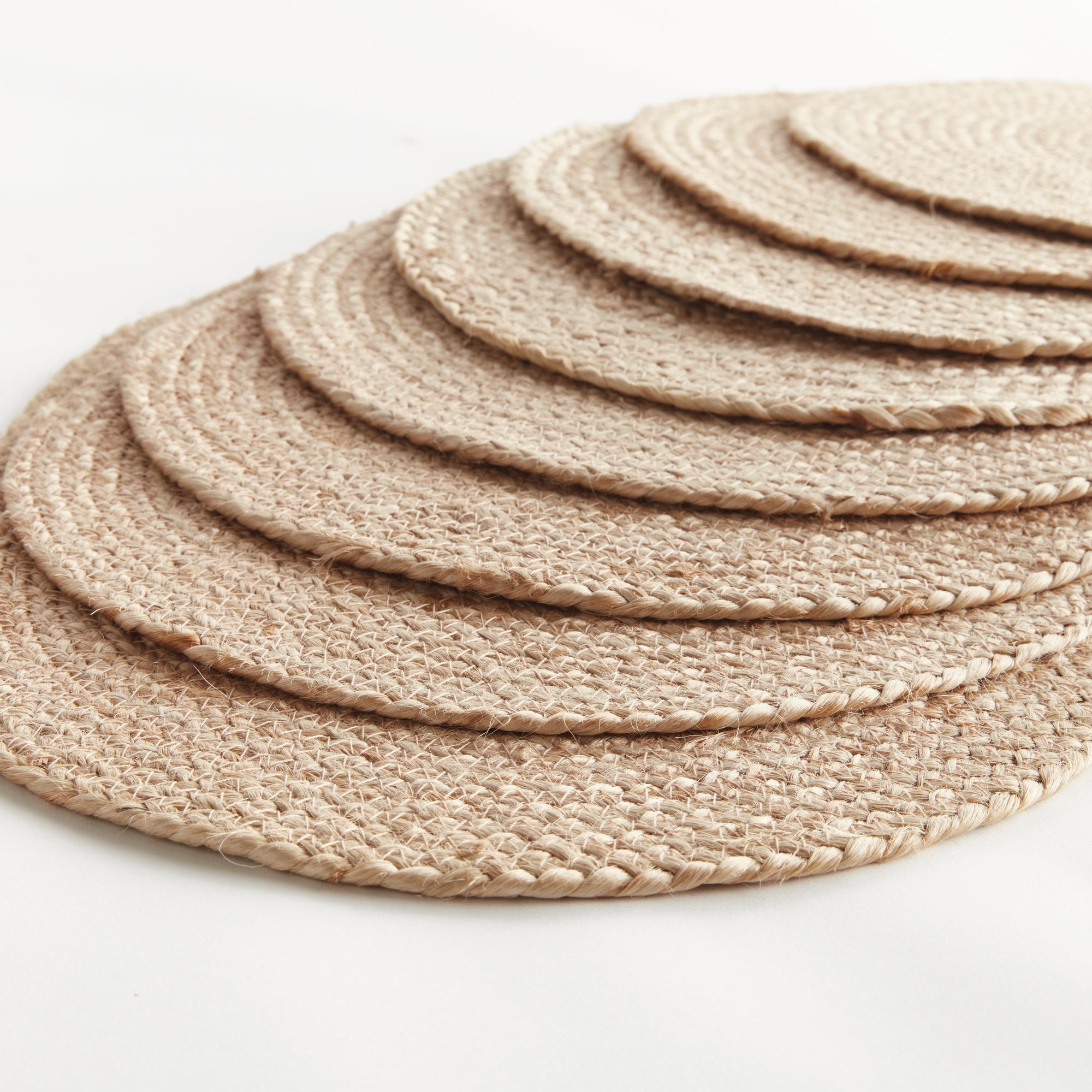 Jute Coil Oval Placemats – Set of 8 | Natural with Color Trim Options