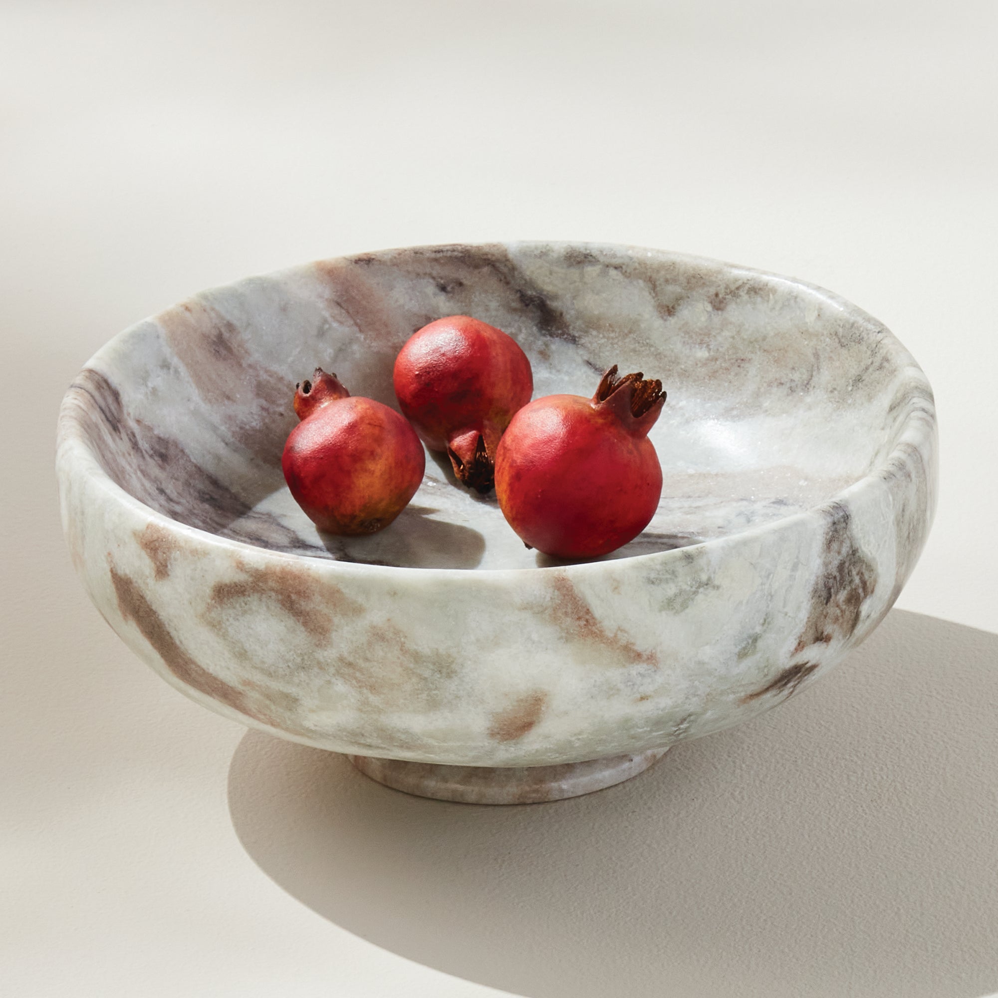 Josephine marble footed bowl with natural brown veining