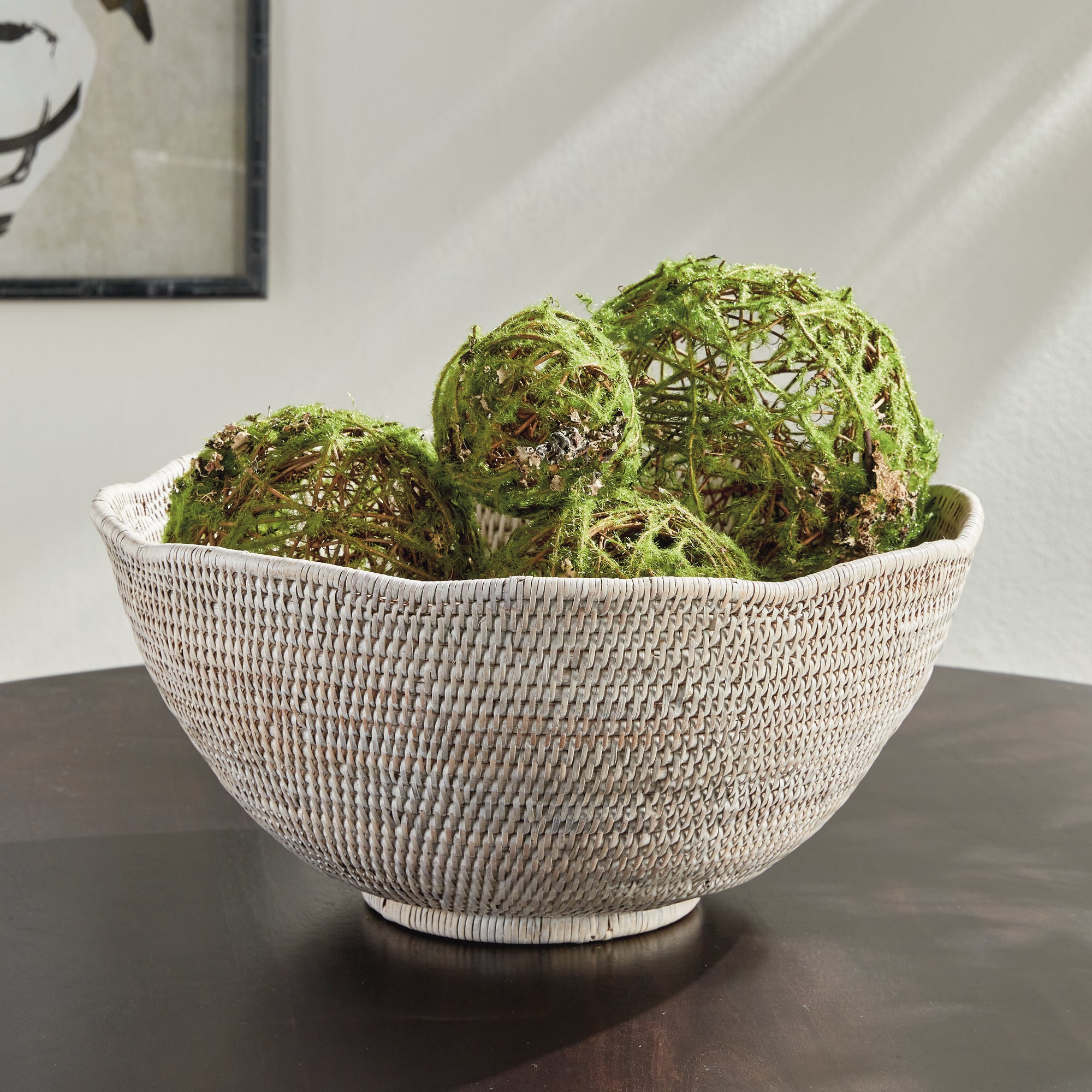 Burma Rattan Scalloped Edge Bowl - LARGE