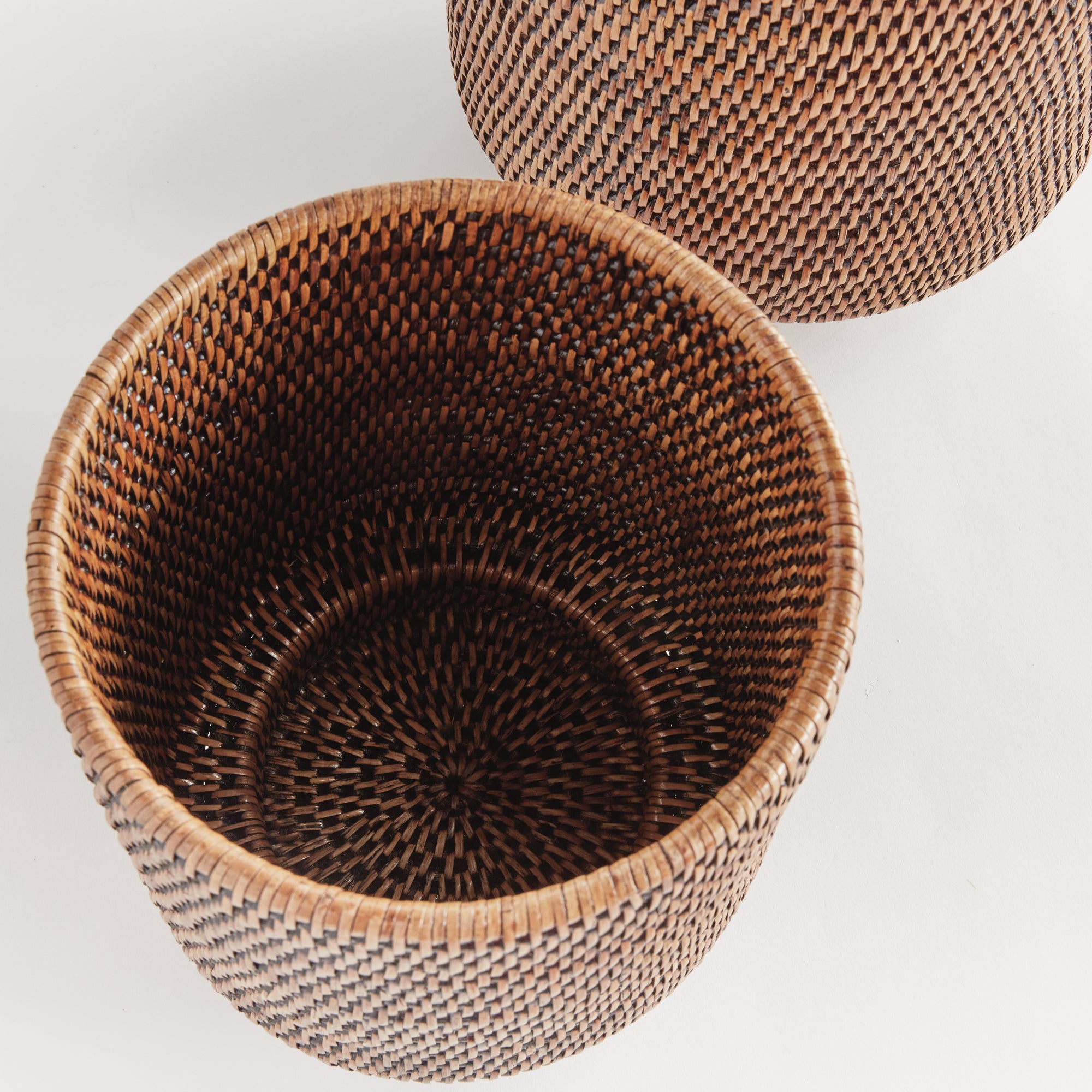 Burma Rattan Cachepots Large (Warm Brown), SET OF 2