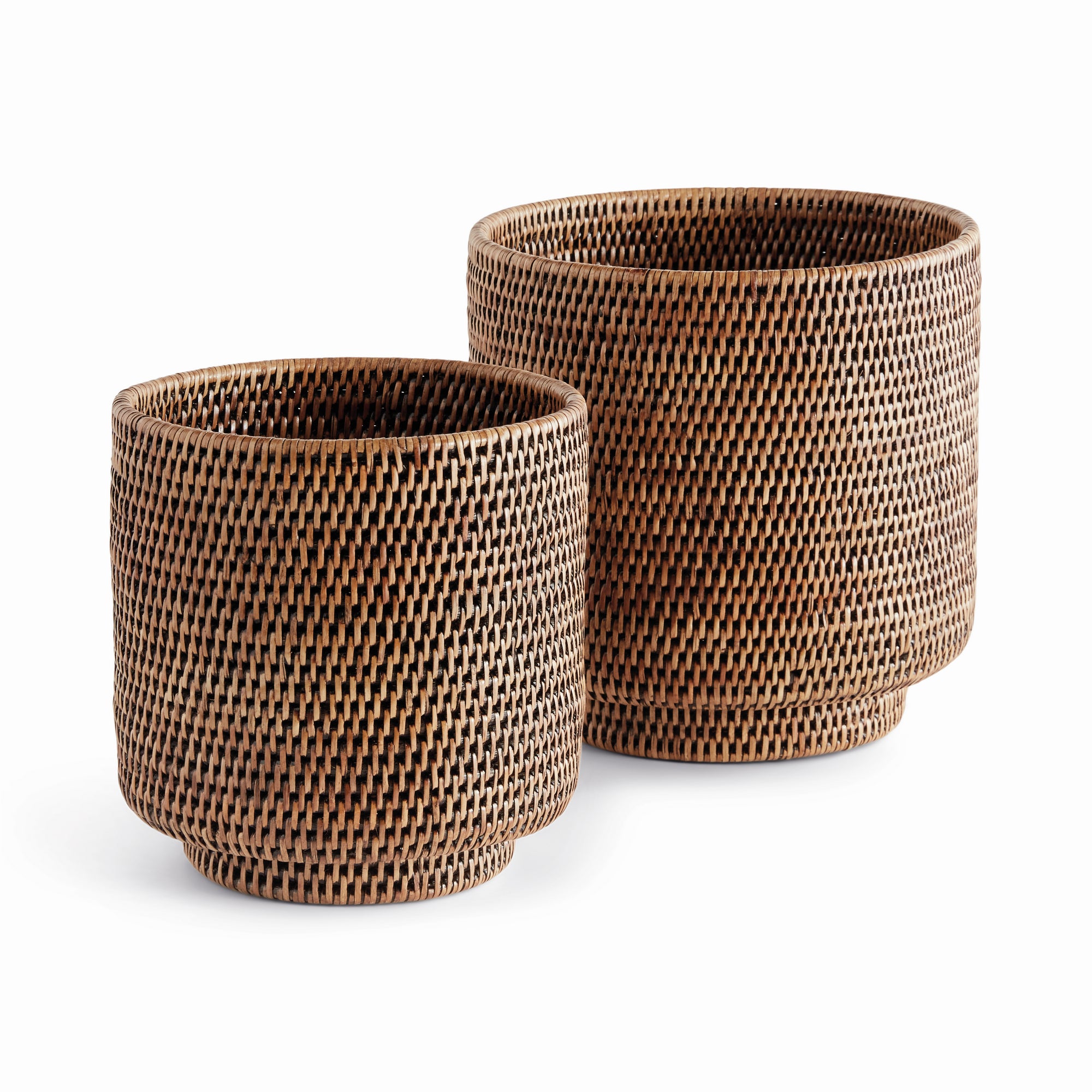 Burma Rattan Cachepots Large (Warm Brown), SET OF 2