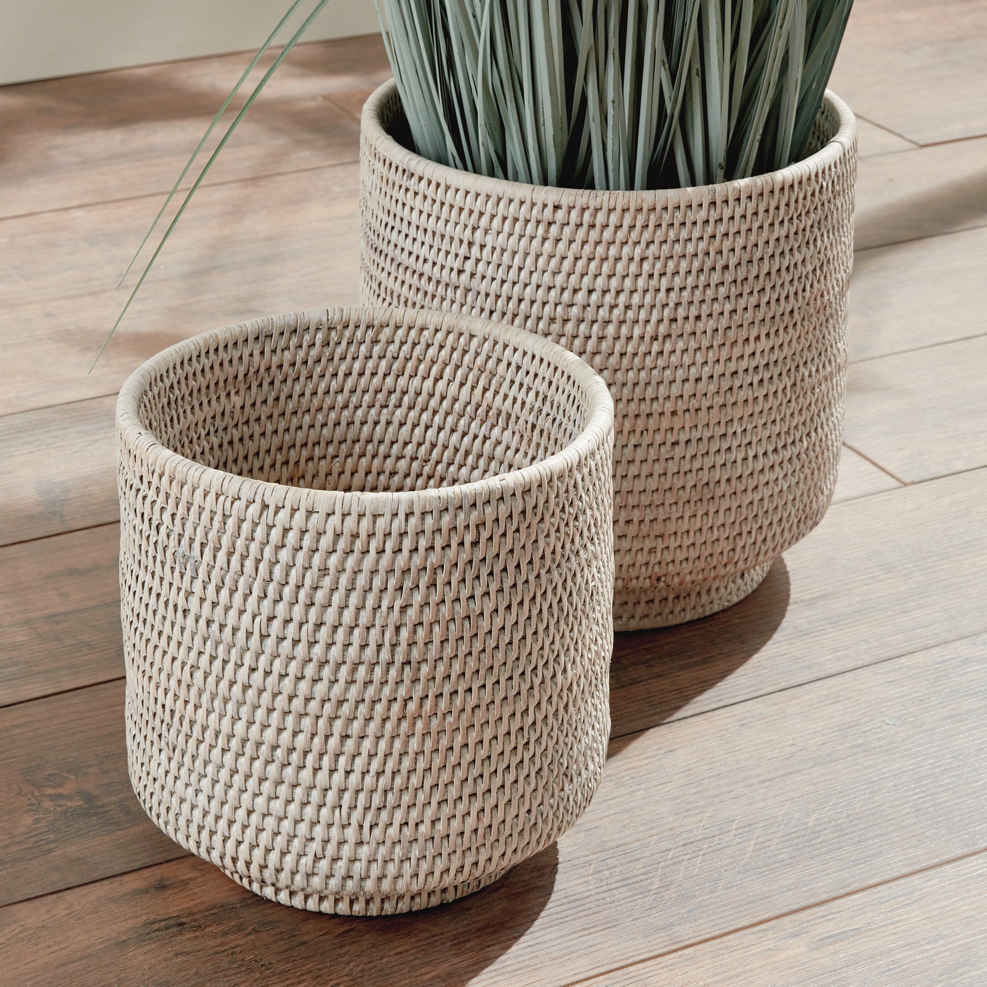 Burma Rattan Cachepots Large, SET OF 2