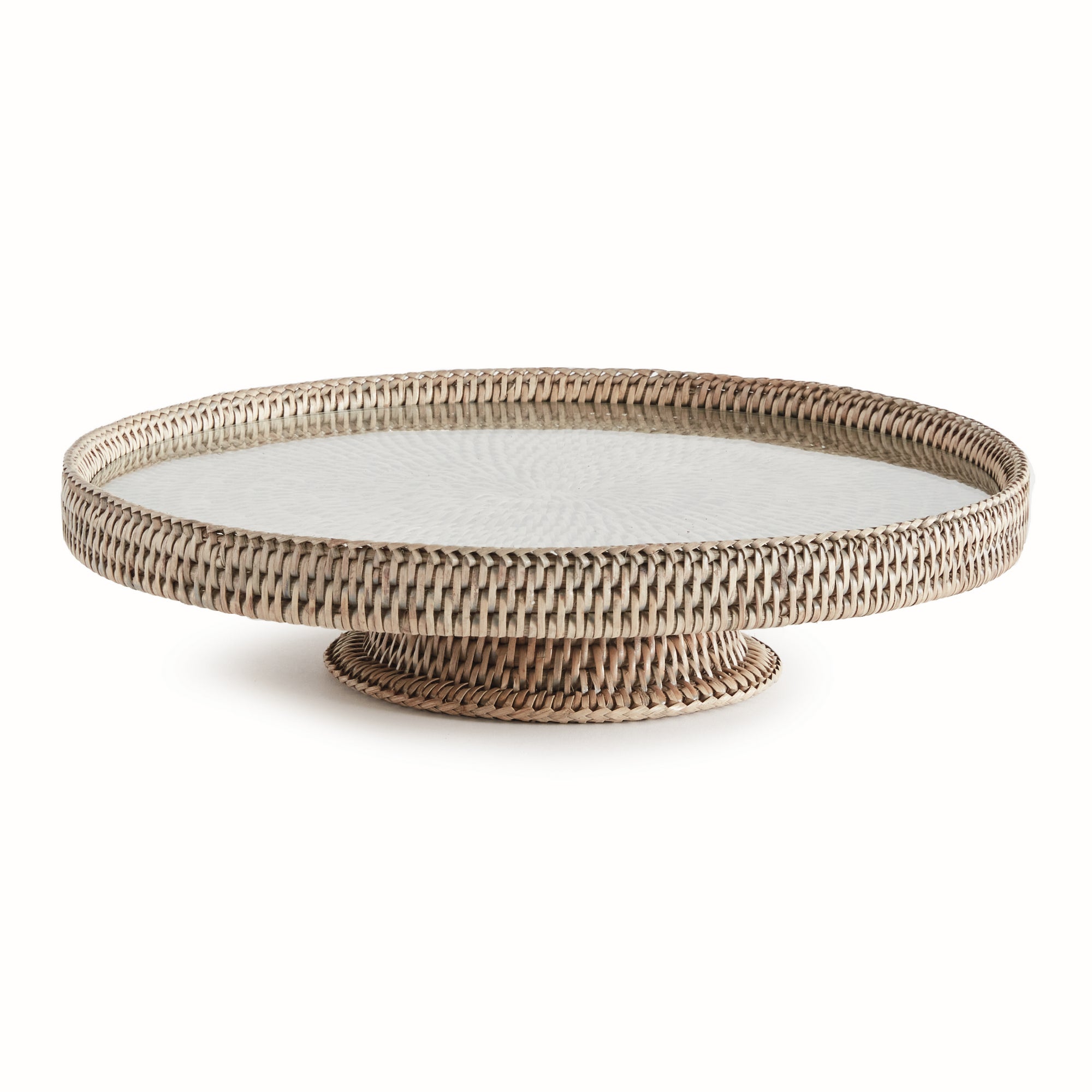 Burma Rattan Serving Stand - Graywash
