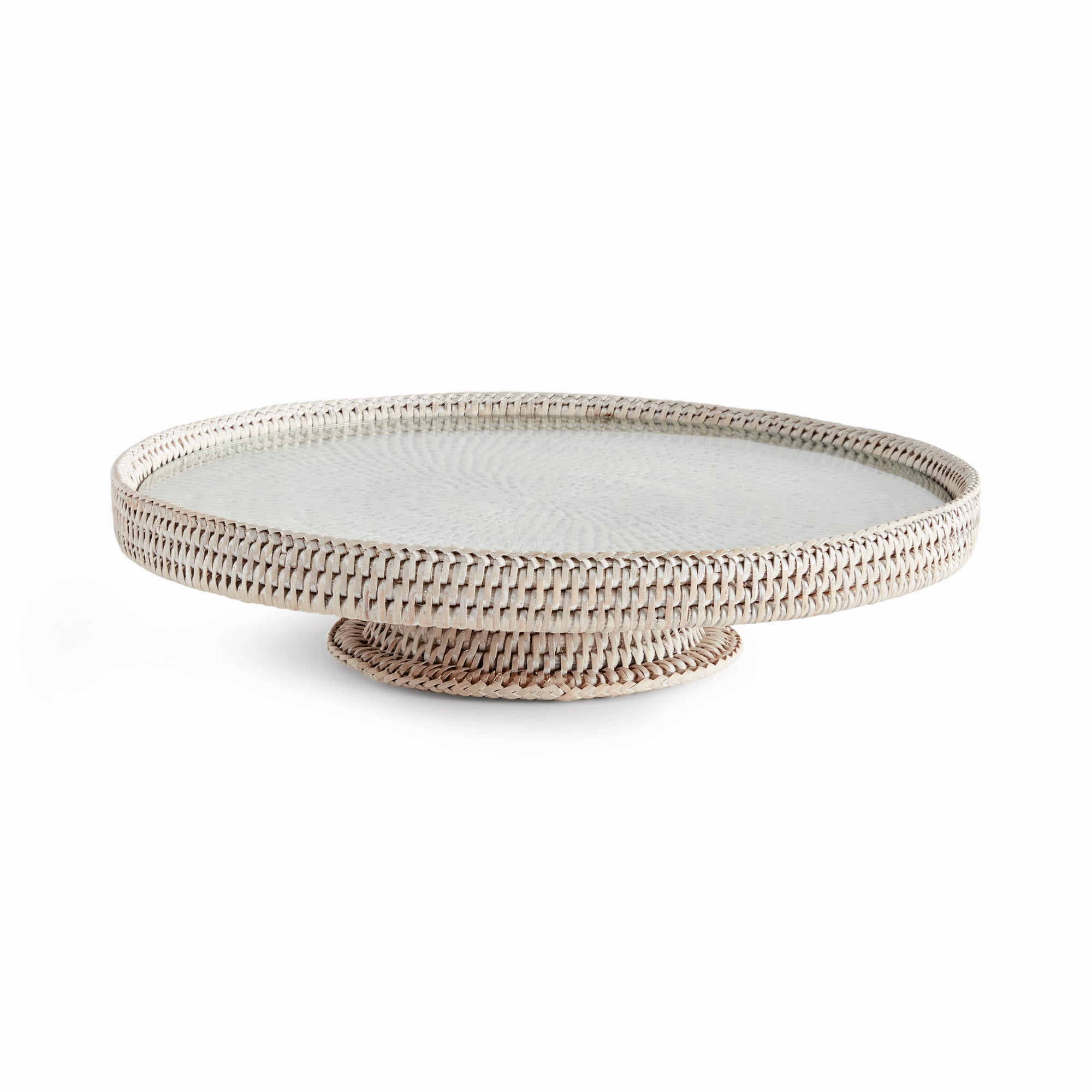 Burma Rattan Serving Stand - Whitewash