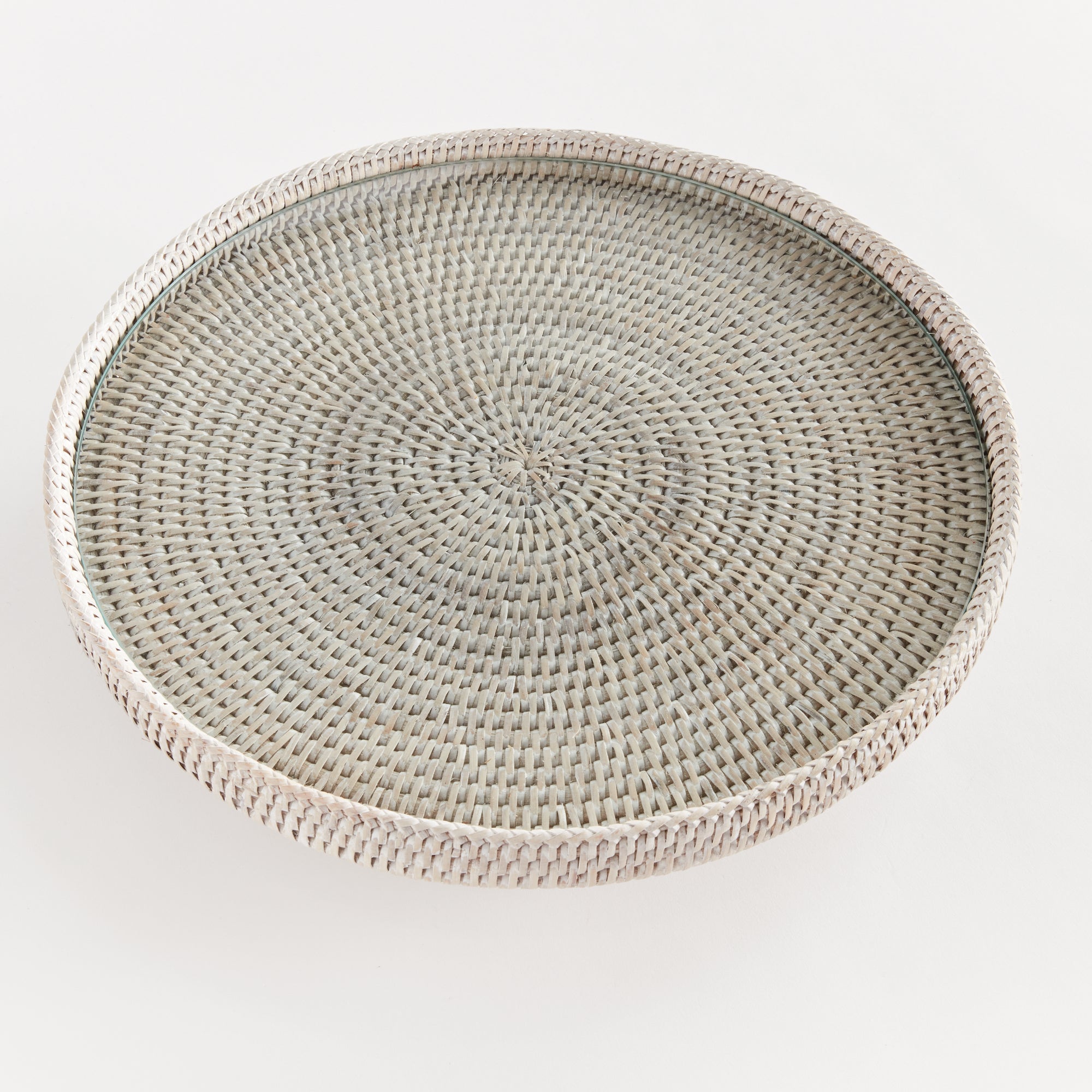 Burma Rattan Serving Stand - Whitewash