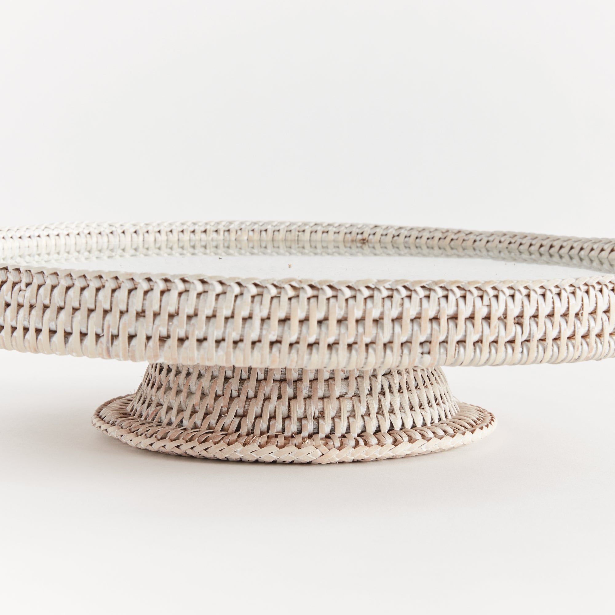 Burma Rattan Serving Stand - Whitewash