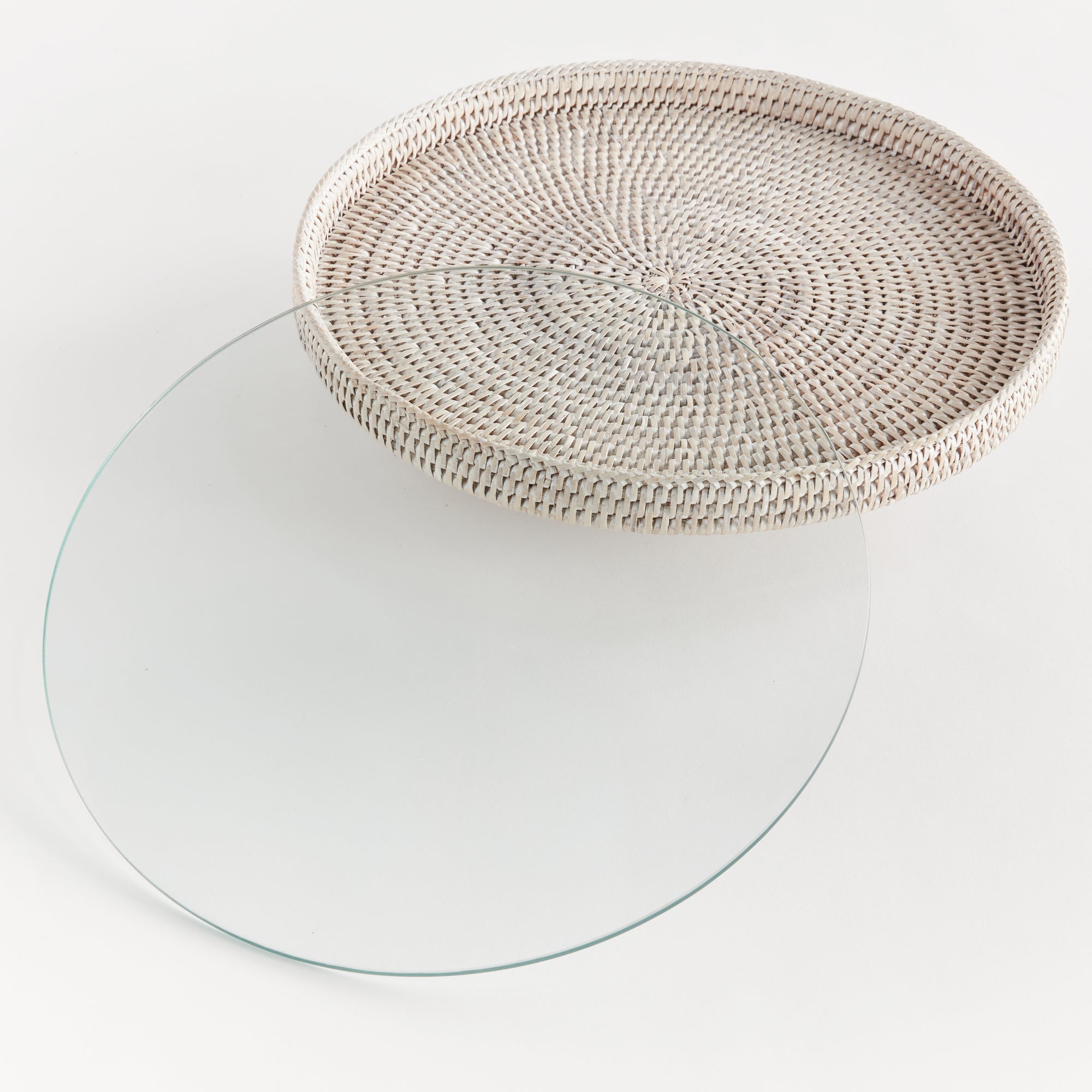 Burma Rattan Serving Stand - Whitewash
