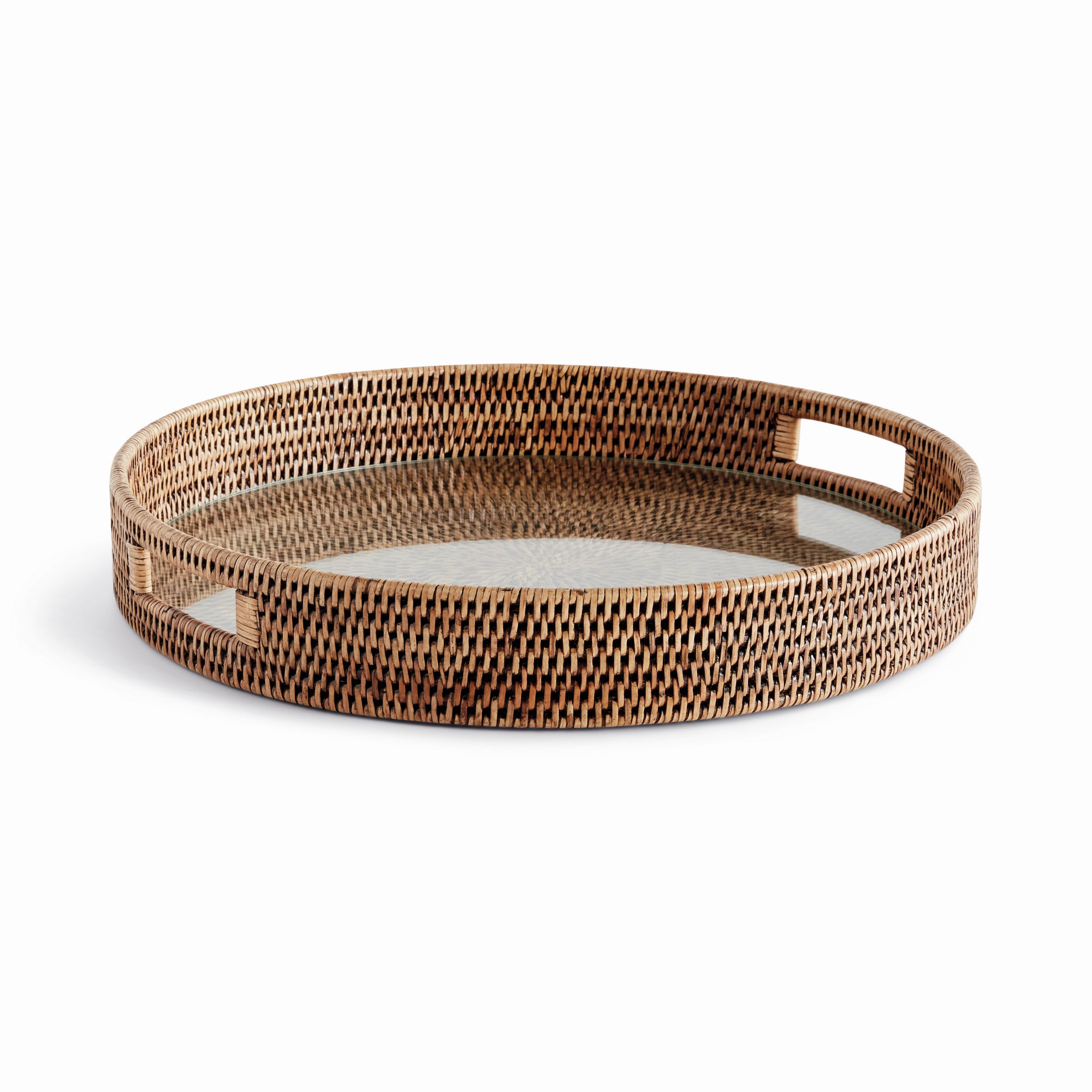 Burma Rattan Round Serving Tray - Warm Brown
