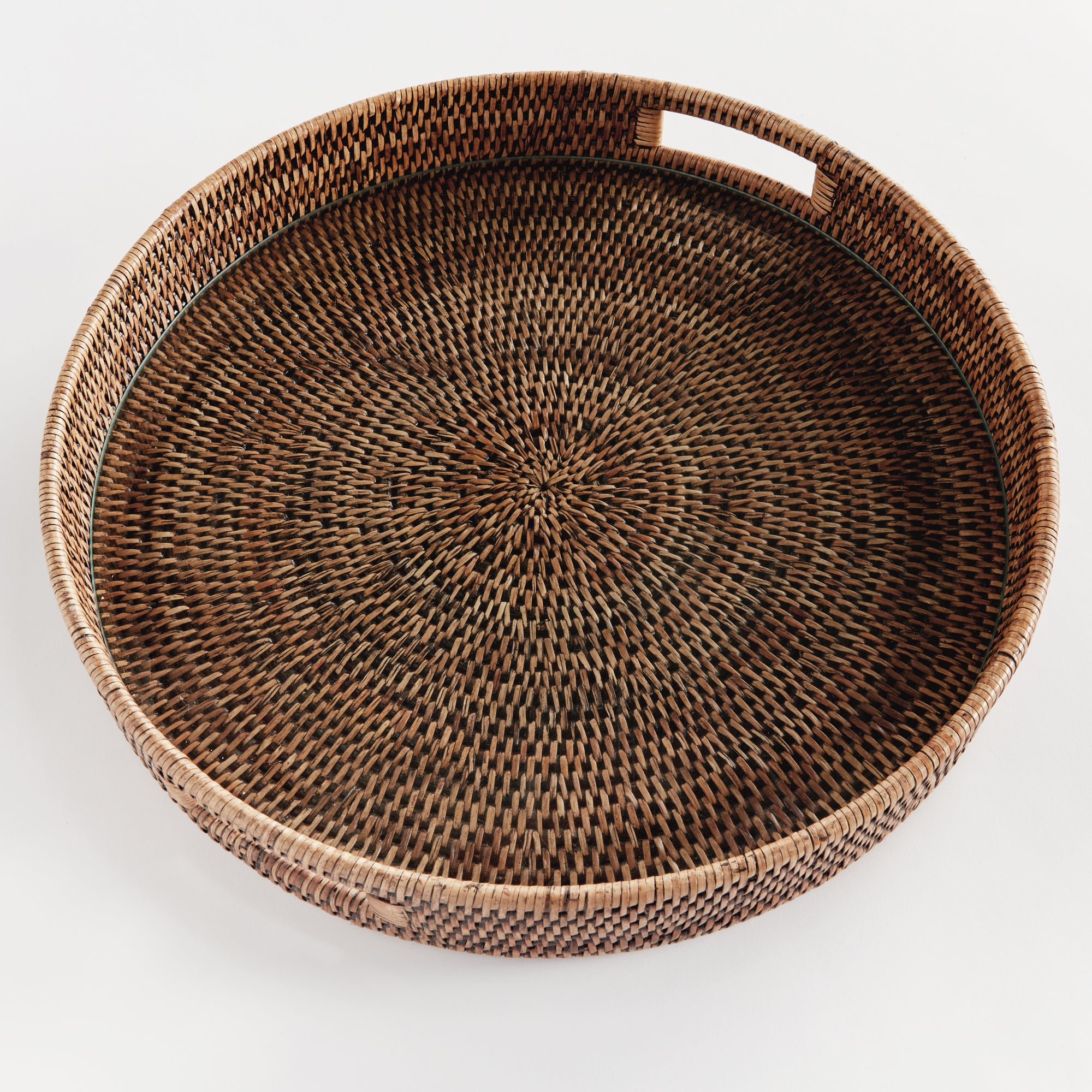 Burma Rattan Round Serving Tray - Warm Brown