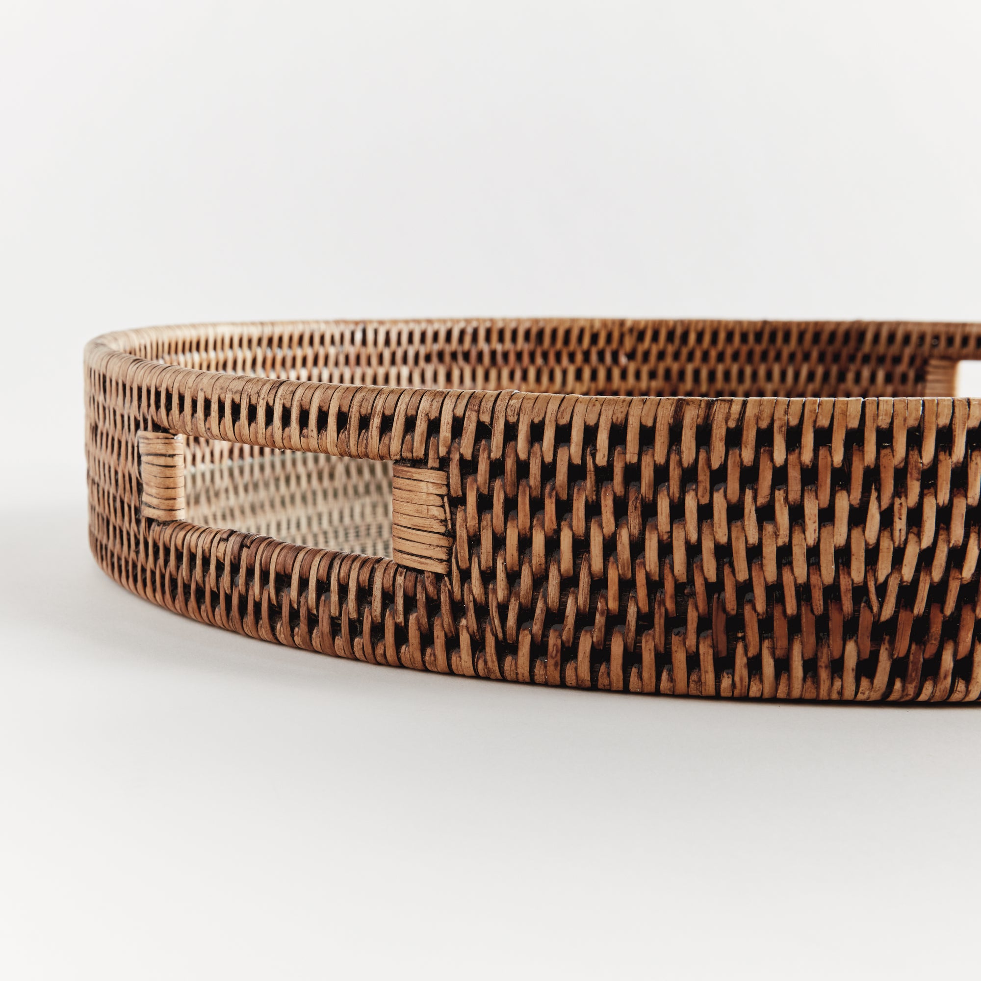 Burma Rattan Round Serving Tray - Warm Brown