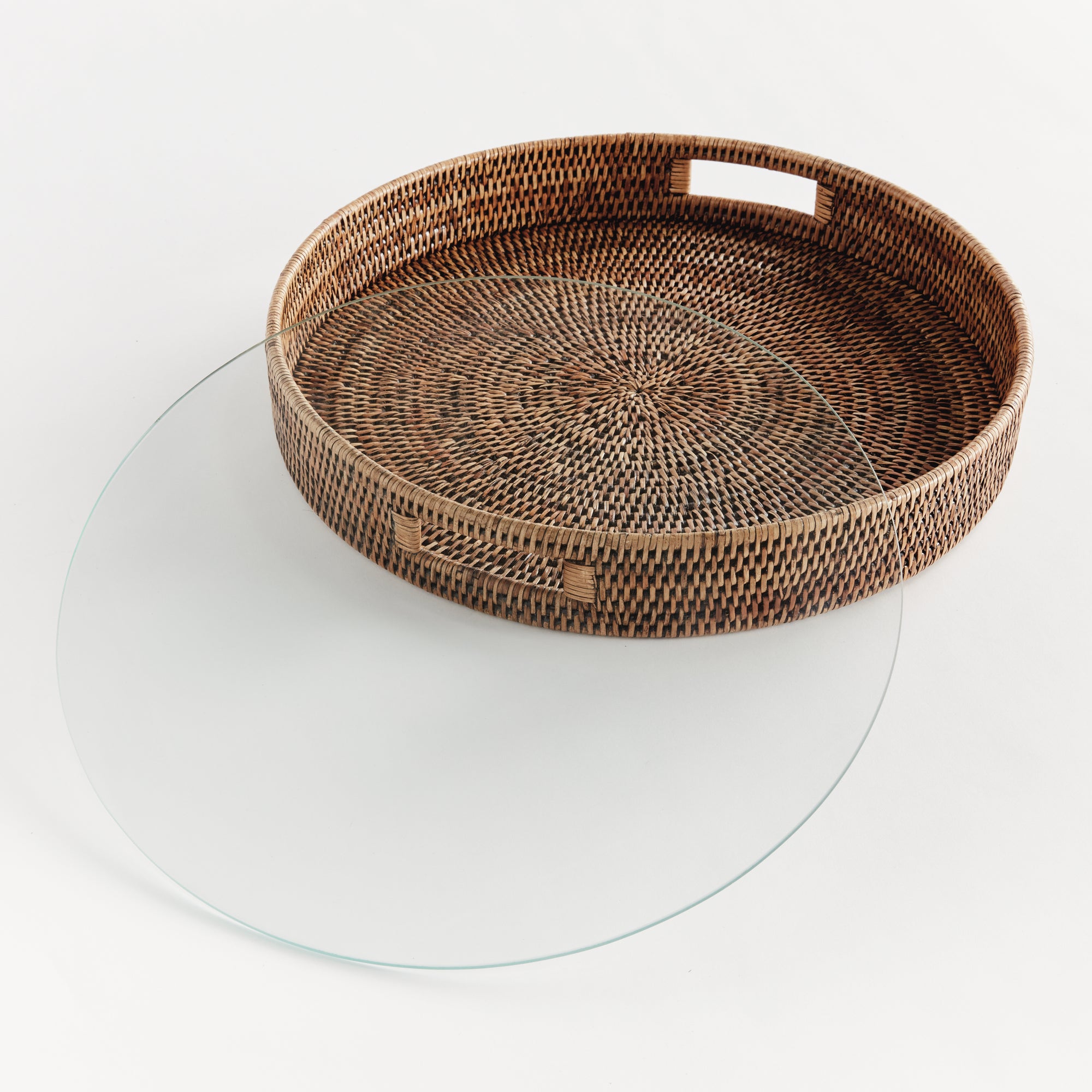 Burma Rattan Round Serving Tray - Warm Brown