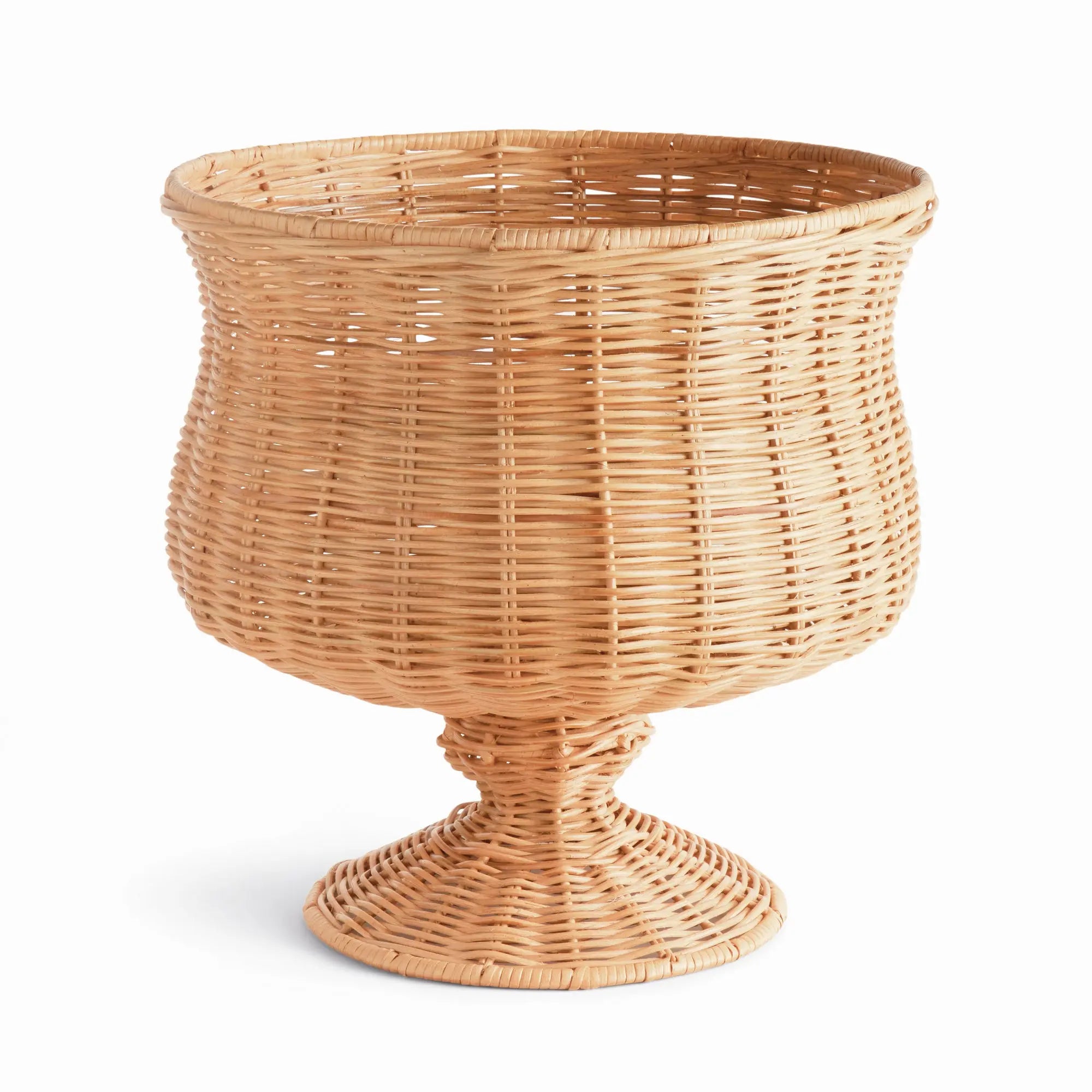 Chesapeake Rattan Footed Urn - 18" Wide | Whitewash or Natural Vessel - Villa Decor & Design