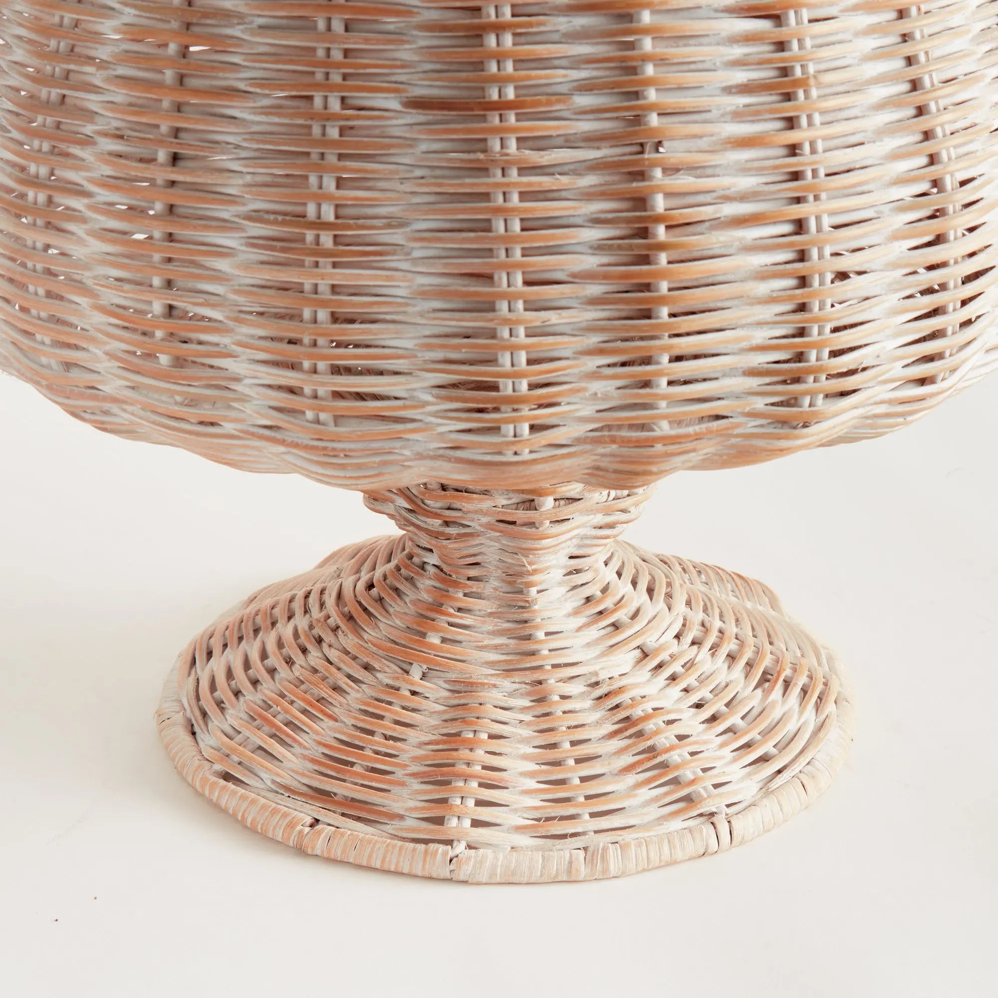 Chesapeake Rattan Footed Urn - 18" Wide | Whitewash or Natural Vessel - Villa Decor & Design