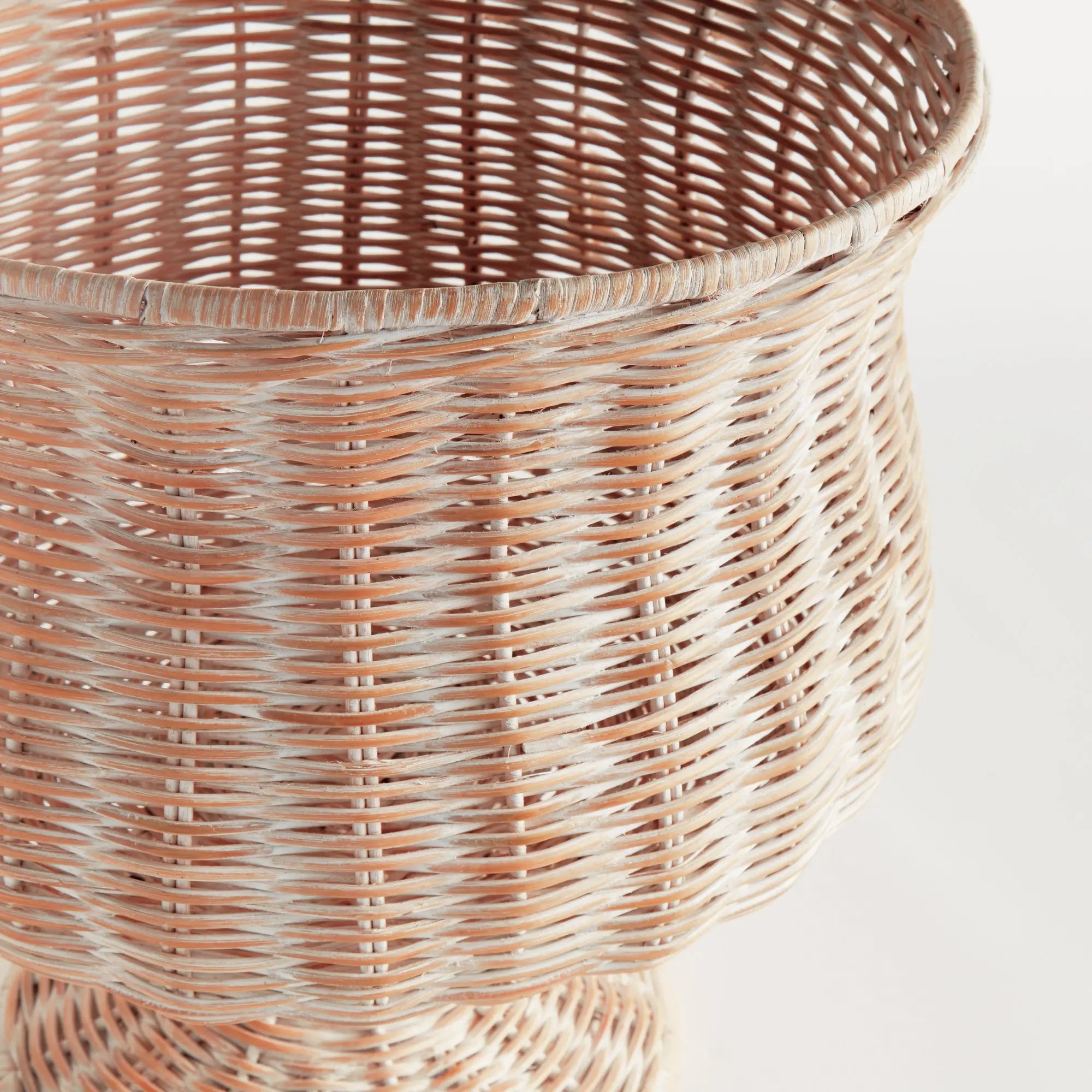 Chesapeake Rattan Footed Urn - 18" Wide | Whitewash or Natural Vessel - Villa Decor & Design