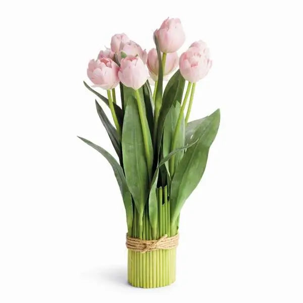 Peony Tulip Bundle Drop-In - Realistic Soft Pink Faux Floral (19" or 22") - Villa Decor & Design