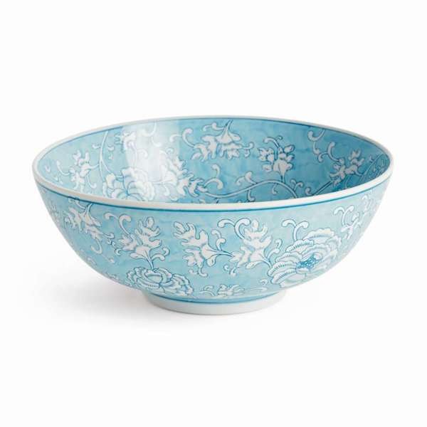 Monarch Lotus Decorative Bowl - 13" Blue & White Scalloped Porcelain Bowl - Villa Decor & Design