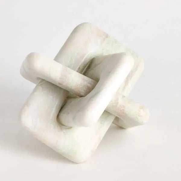 Jarvis Marble Knot Sculpture - Honed Green & White Veined Marble - Villa Decor & Design