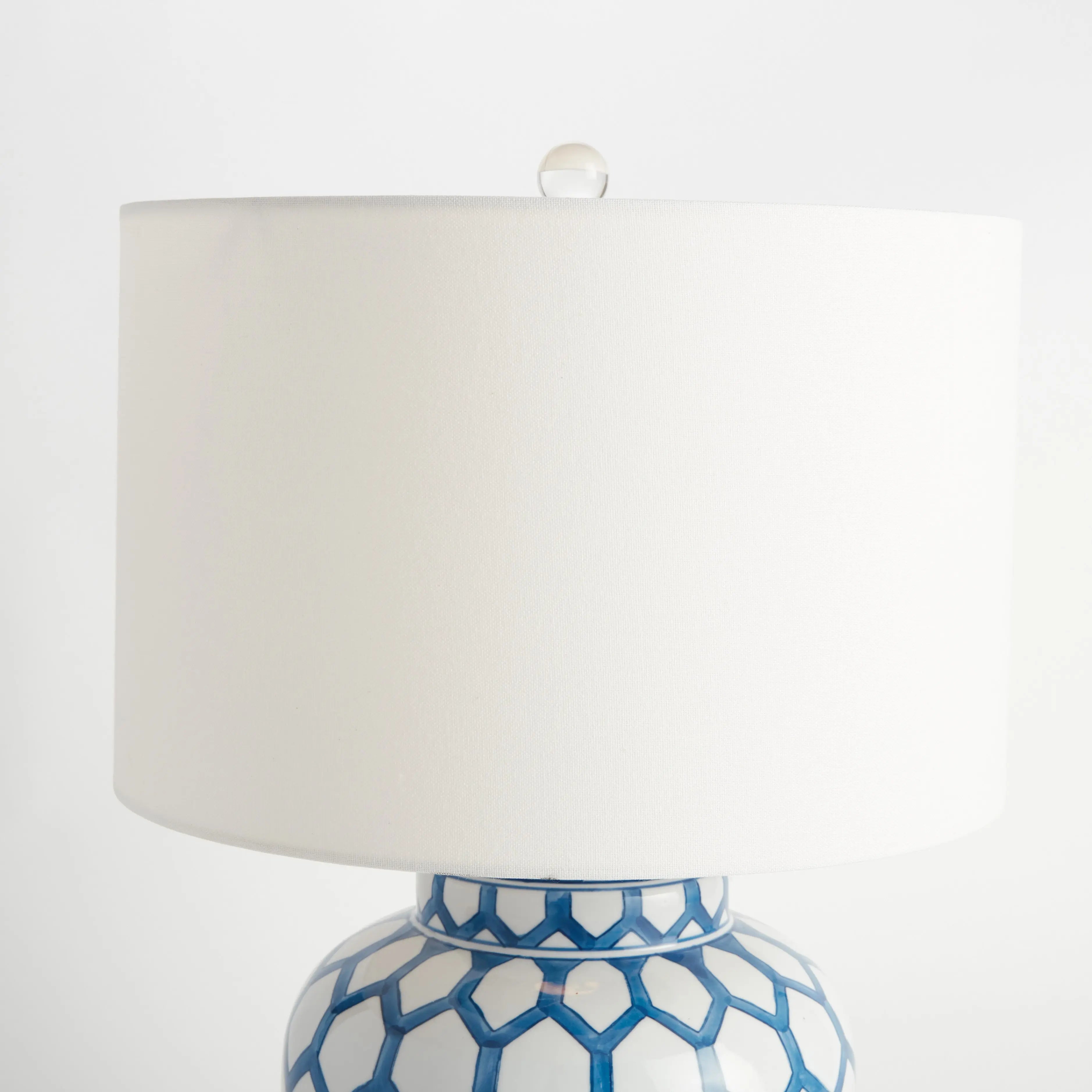 Christine Chinoiserie Lamp - Hand-Painted Blue & White Porcelain with Crystal Base Napa Home & Garden