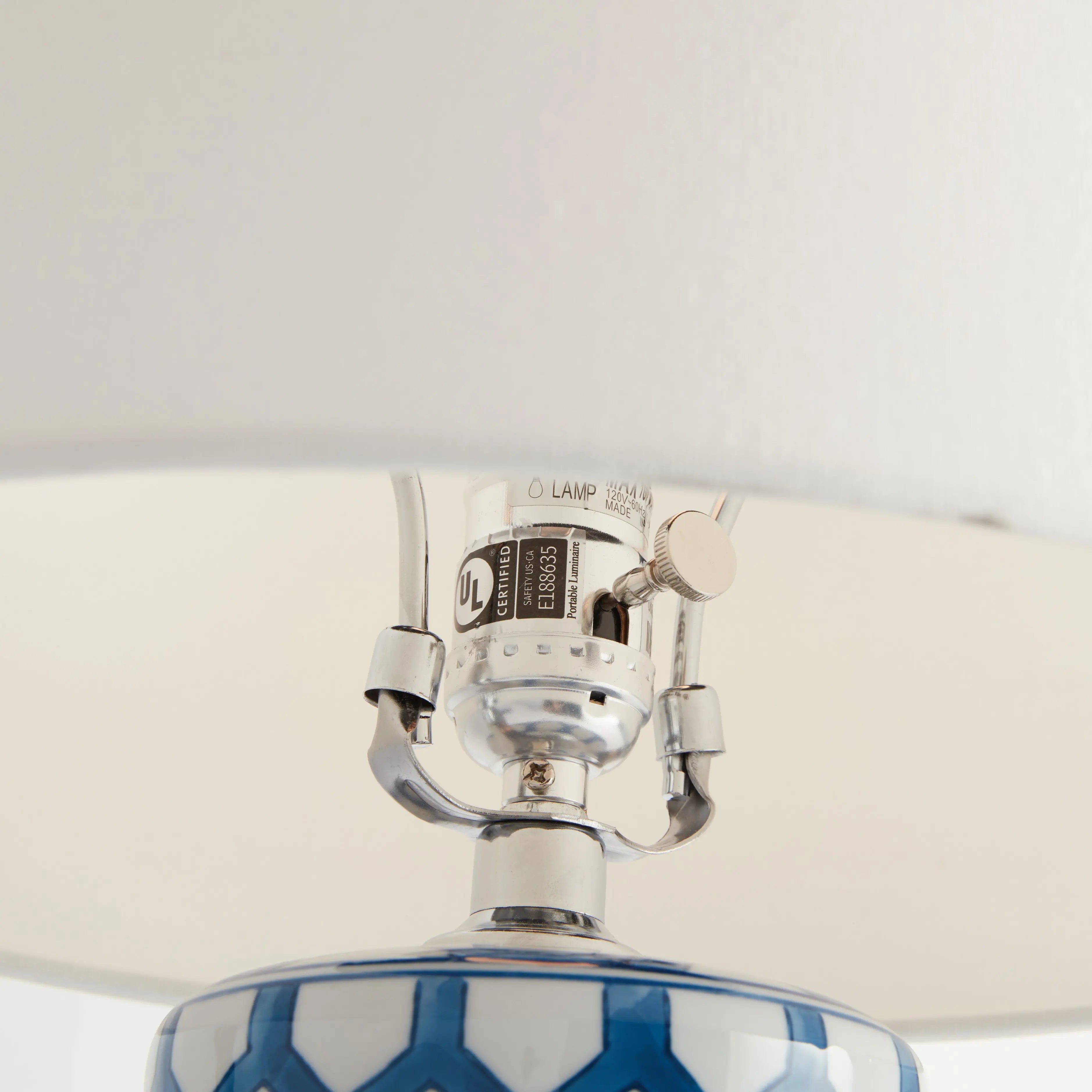 Christine Chinoiserie Lamp - Hand-Painted Blue & White Porcelain with Crystal Base Napa Home & Garden