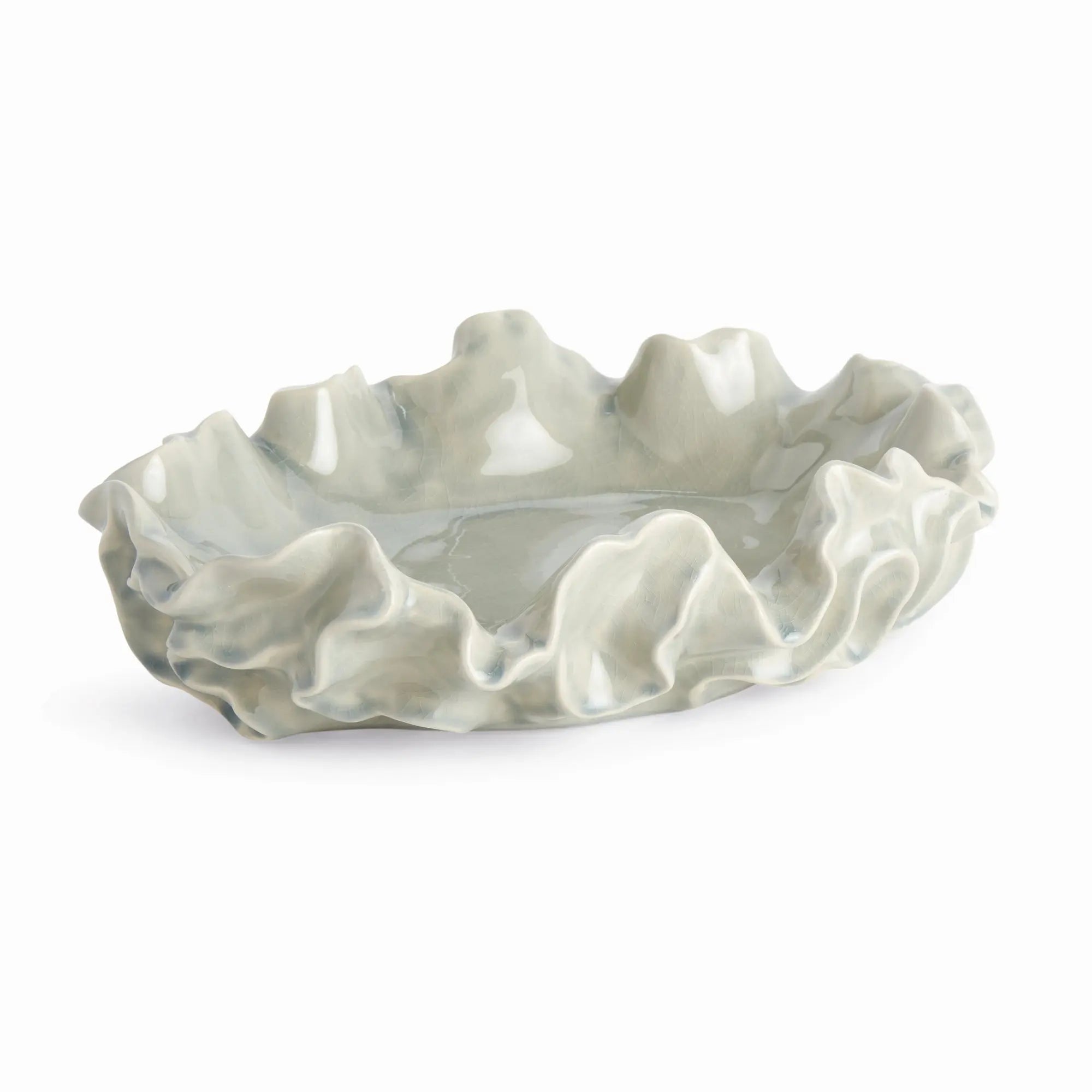 Camilla Ruffled Decorative Bowl - Handcrafted Stoneware Statement Piece (2 Sizes & 2 Colors) - Villa Decor & Design