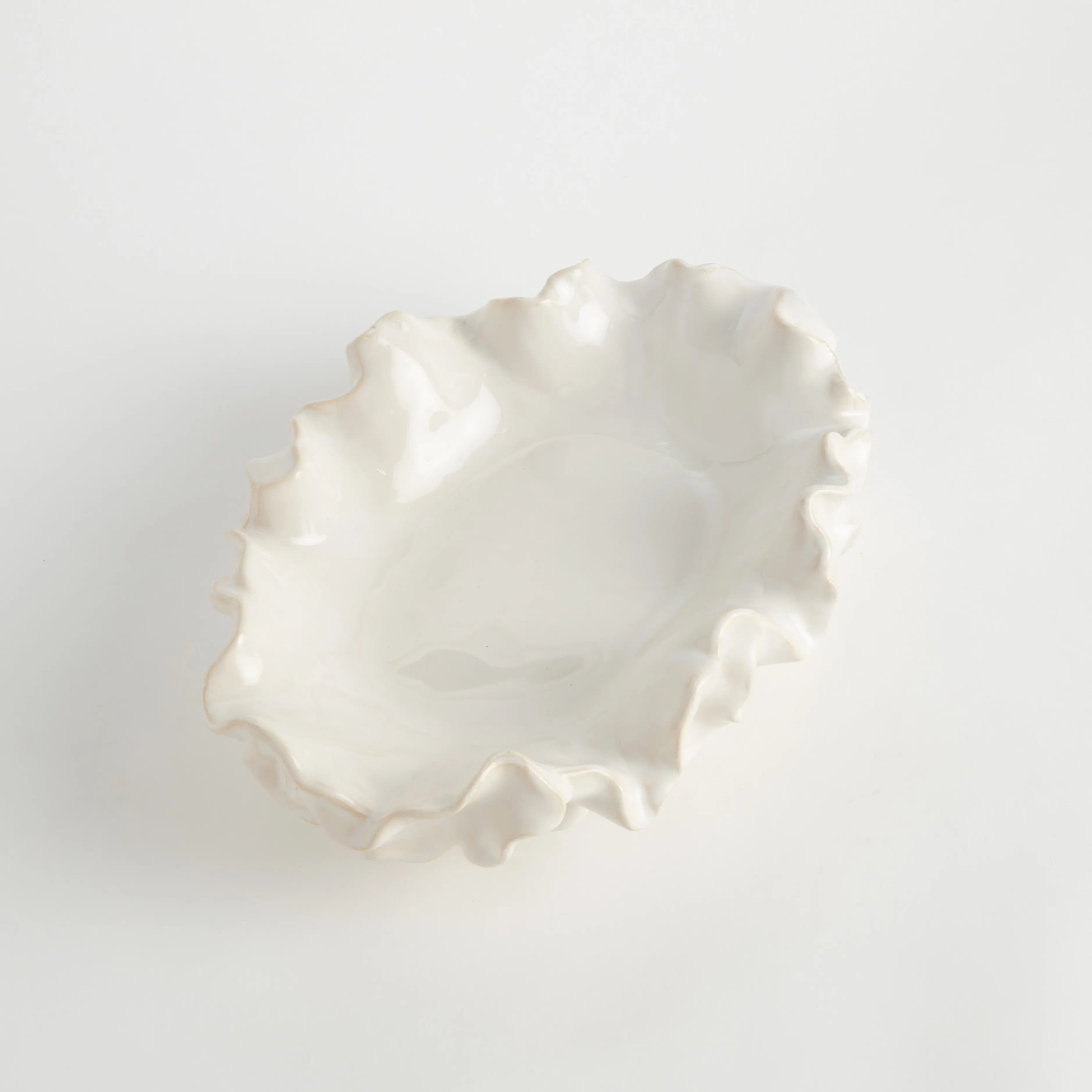 Camilla Ruffled Decorative Bowl - Handcrafted Stoneware Statement Piece (2 Sizes & 2 Colors) - Villa Decor & Design