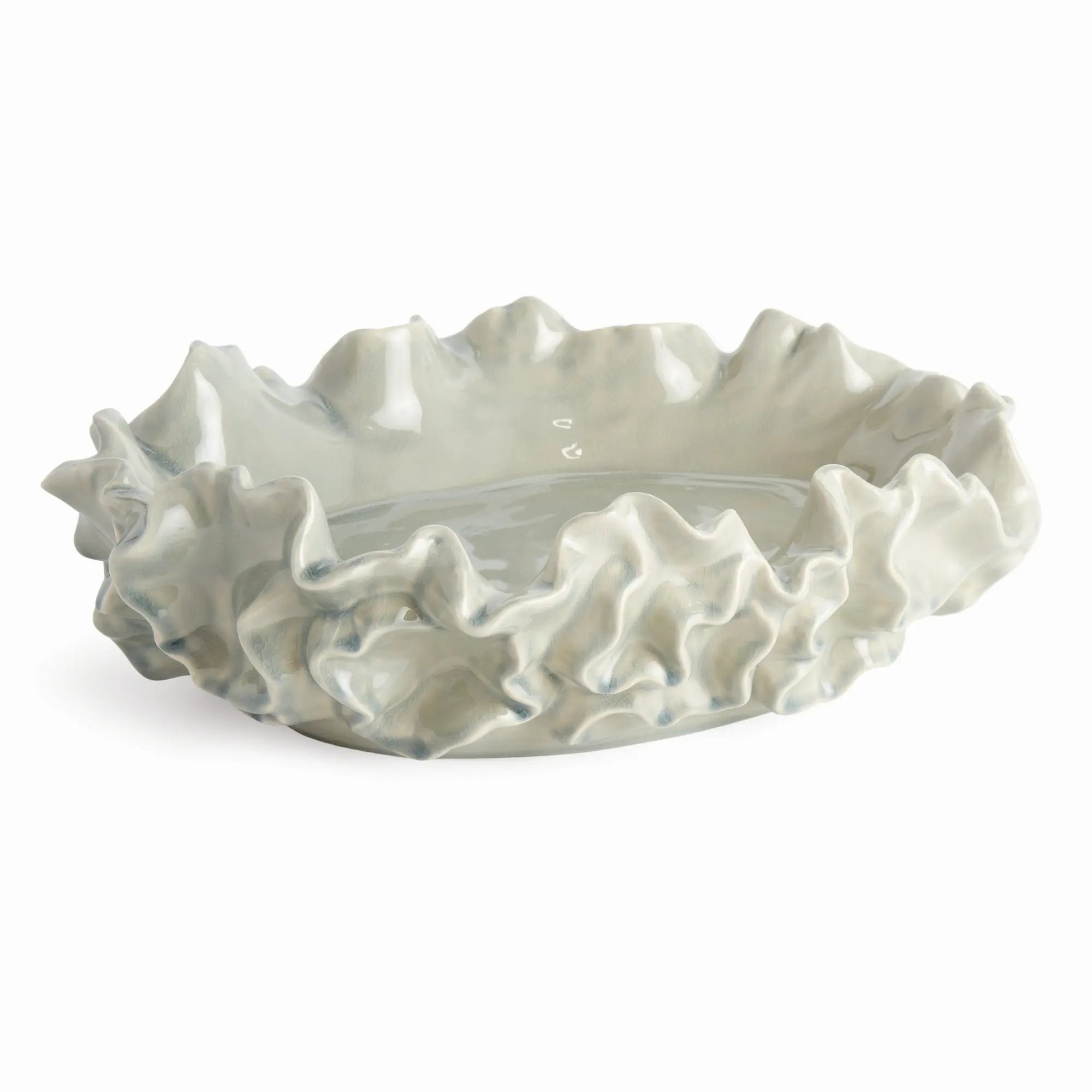 Camilla Ruffled Decorative Bowl - Handcrafted Stoneware Statement Piece (2 Sizes & 2 Colors) - Villa Decor & Design