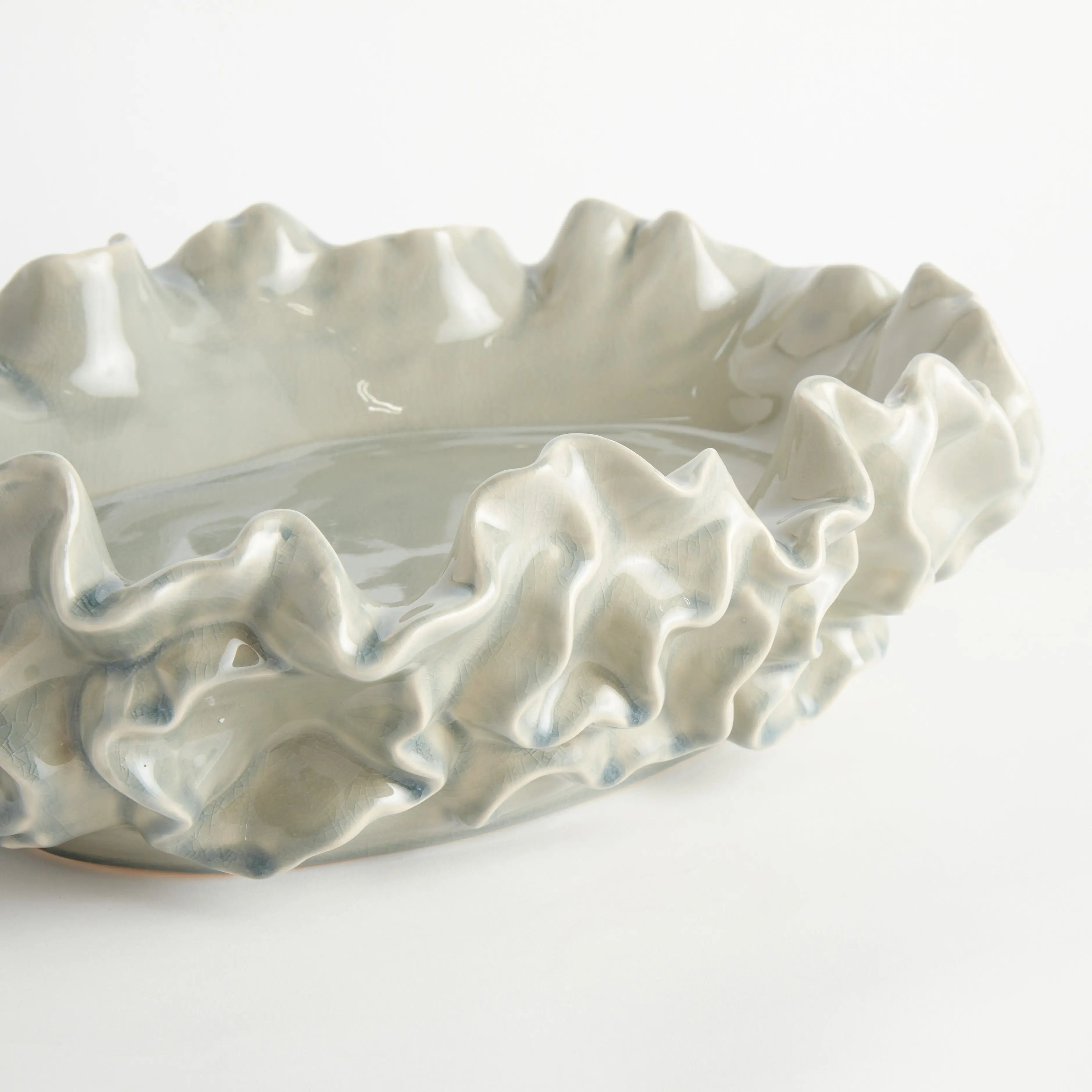 Camilla Ruffled Decorative Bowl - Handcrafted Stoneware Statement Piece (2 Sizes & 2 Colors) - Villa Decor & Design