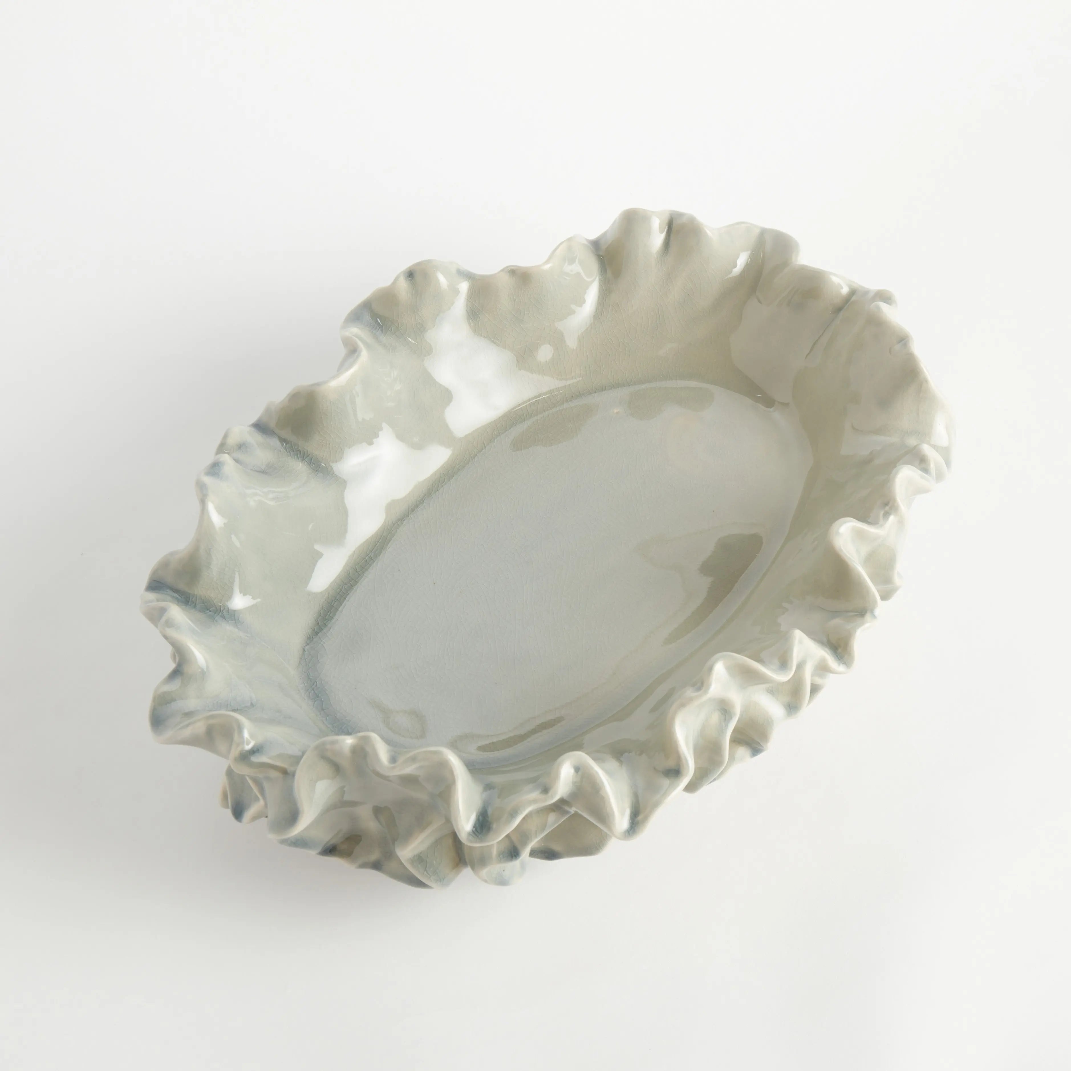 Camilla Ruffled Decorative Bowl - Handcrafted Stoneware Statement Piece (2 Sizes & 2 Colors) - Villa Decor & Design