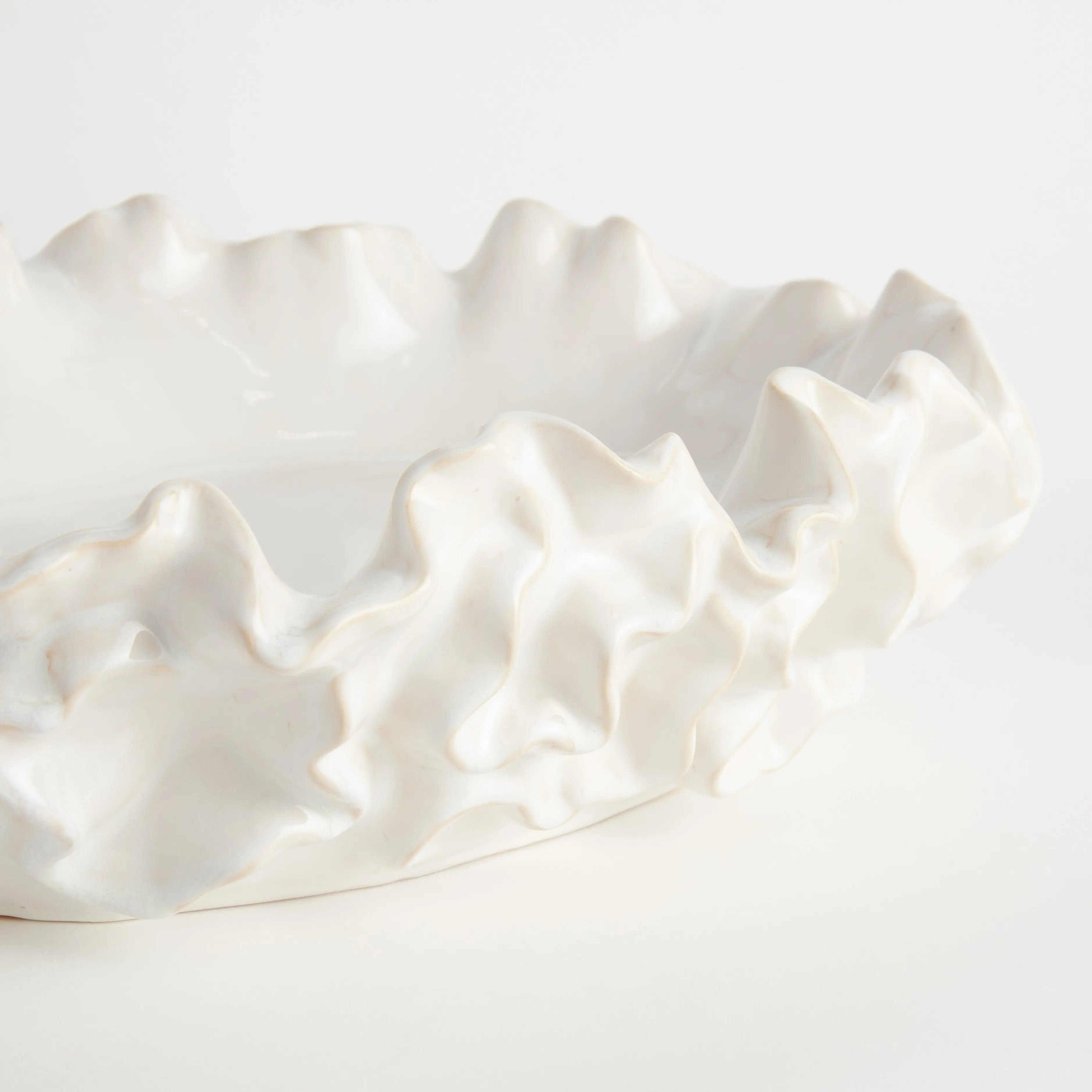 Camilla Ruffled Decorative Bowl - Handcrafted Stoneware Statement Piece (2 Sizes & 2 Colors) - Villa Decor & Design
